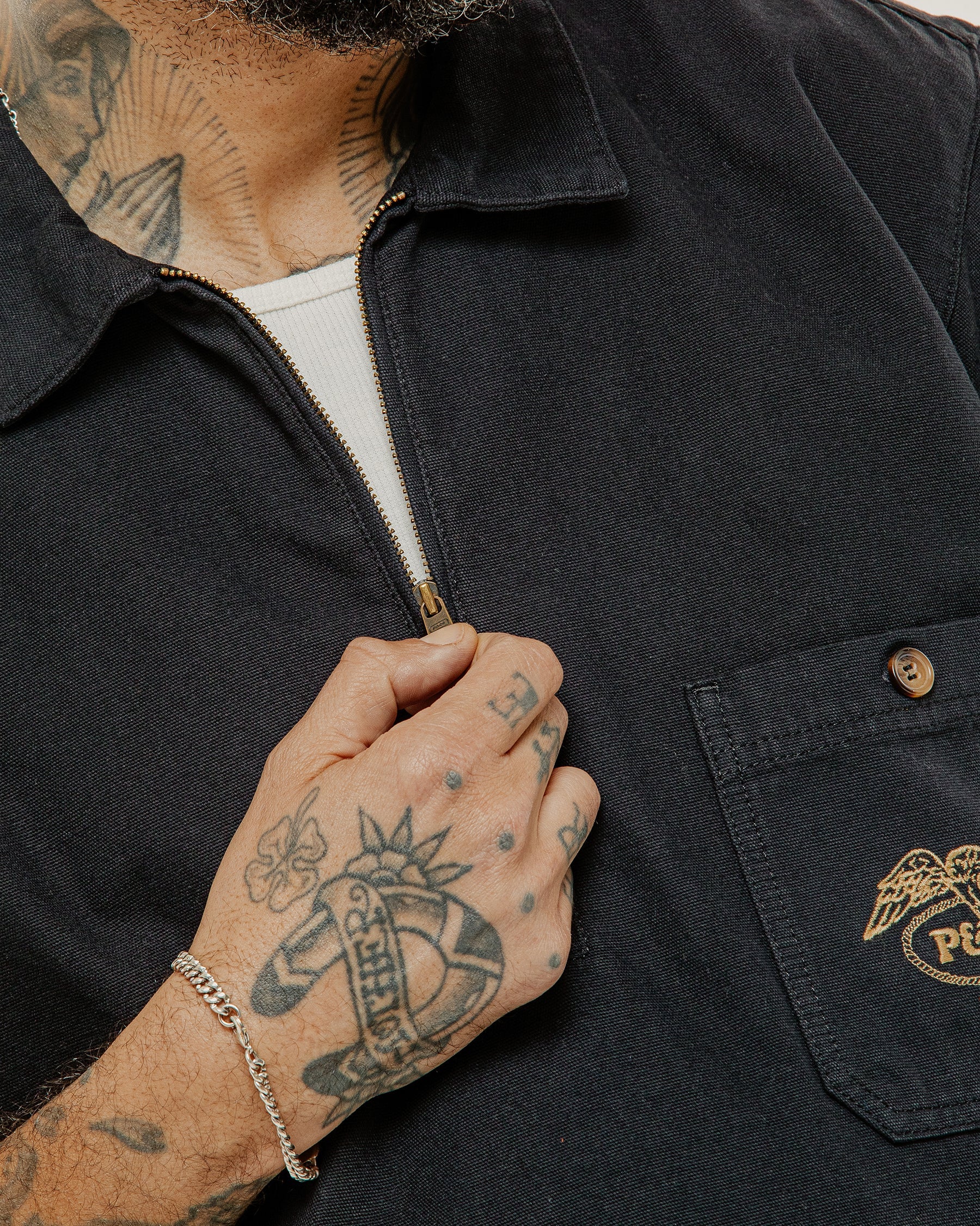 1/4 Zip Eagle Lasso Work Shirt - Black - Image 5