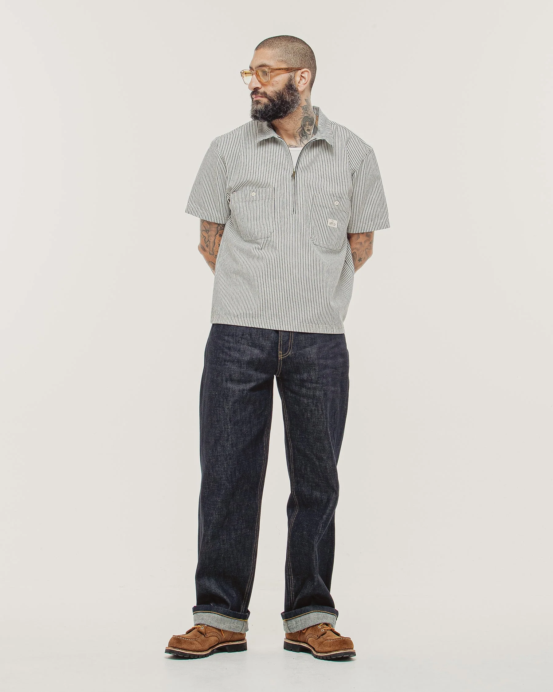 1/4 Zip Work Shirt - Hickory Stripe - Image 3