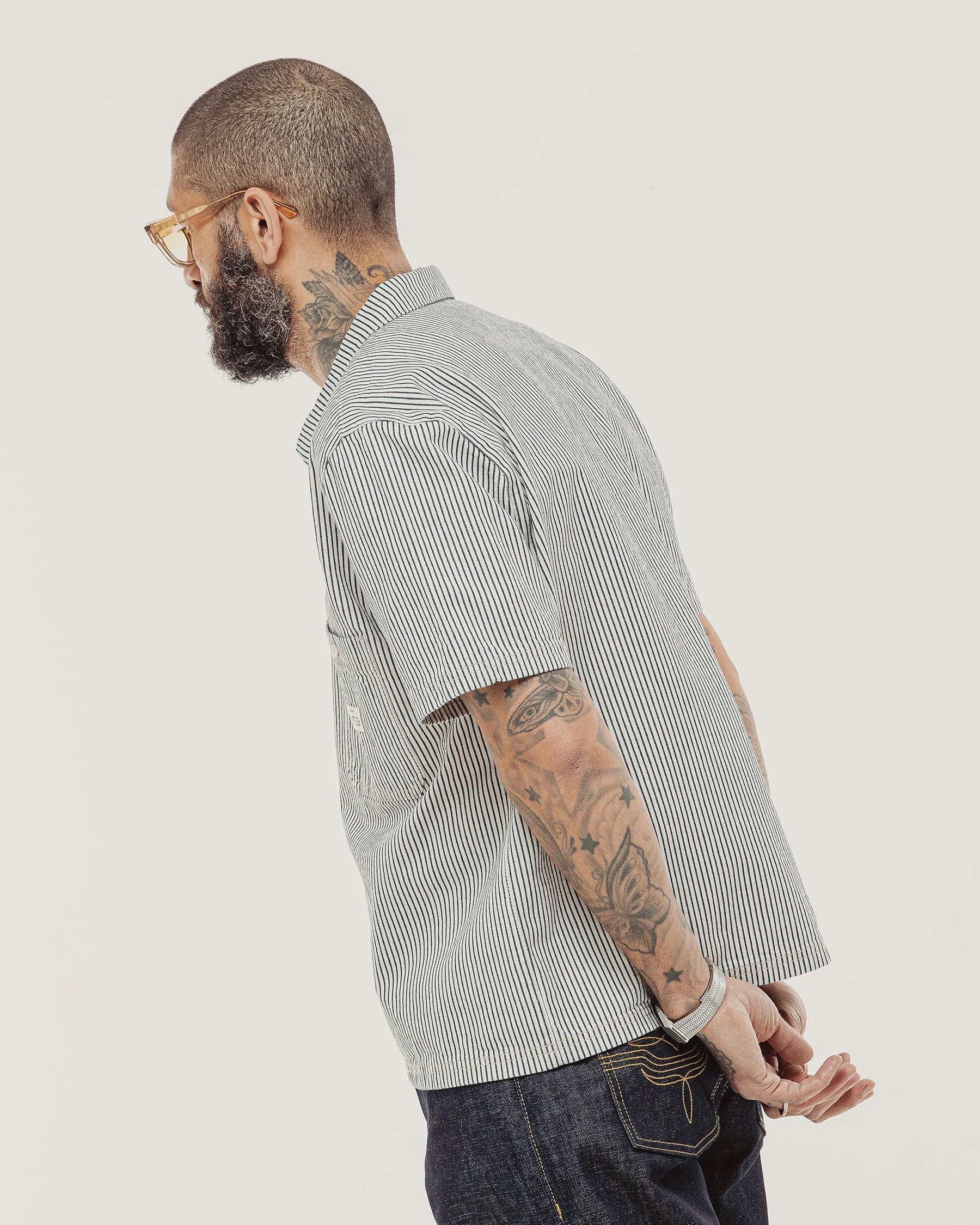 1/4 Zip Work Shirt - Hickory Stripe - Image 4