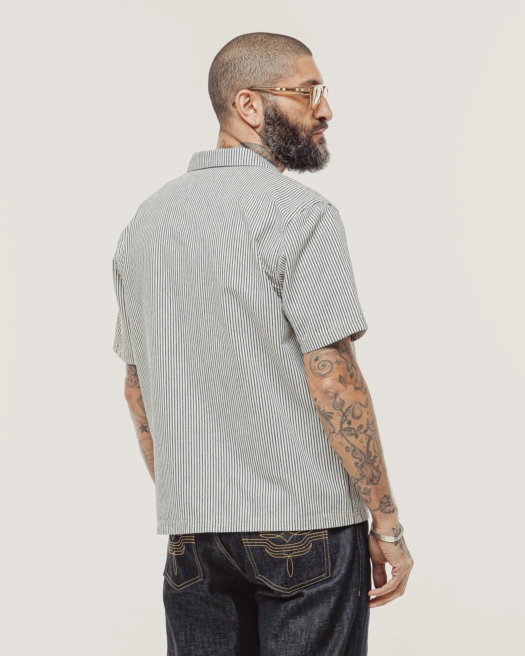 1/4 Zip Work Shirt - Hickory Stripe - Image 5