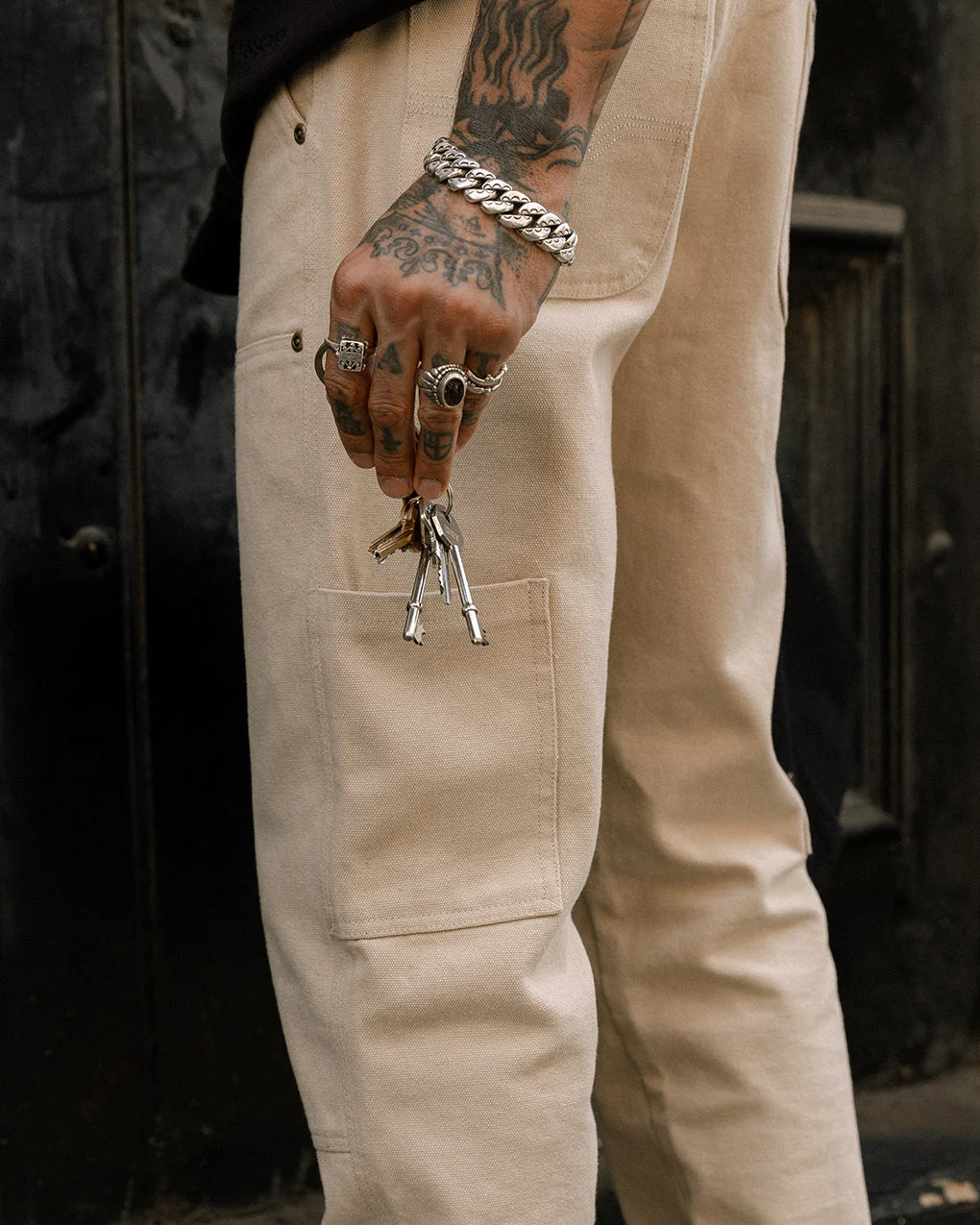 Albion Tapered Carpenter Pant - Bone - Image 3