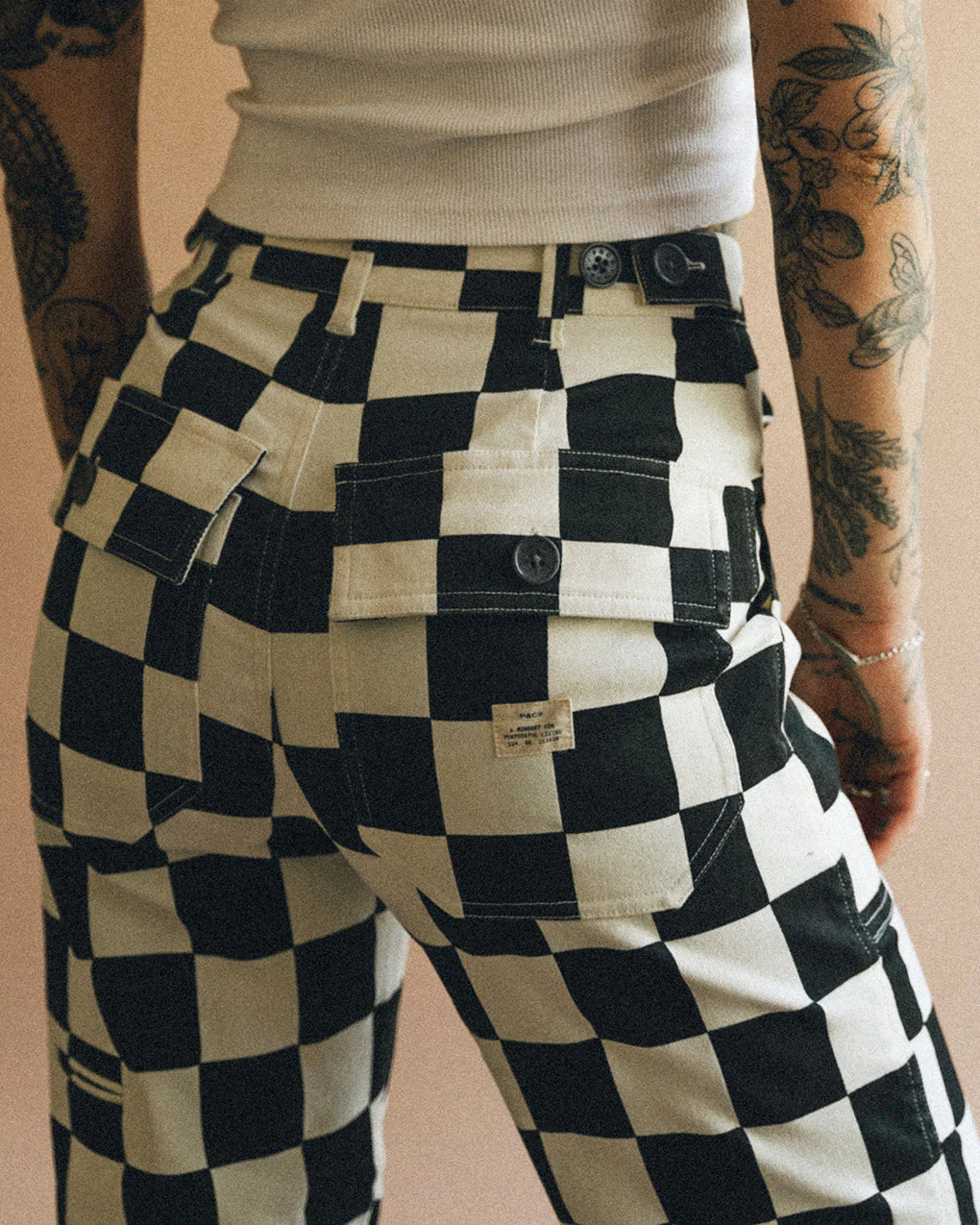 Service Fatigue Pants - Black Checkerboard - Image 3