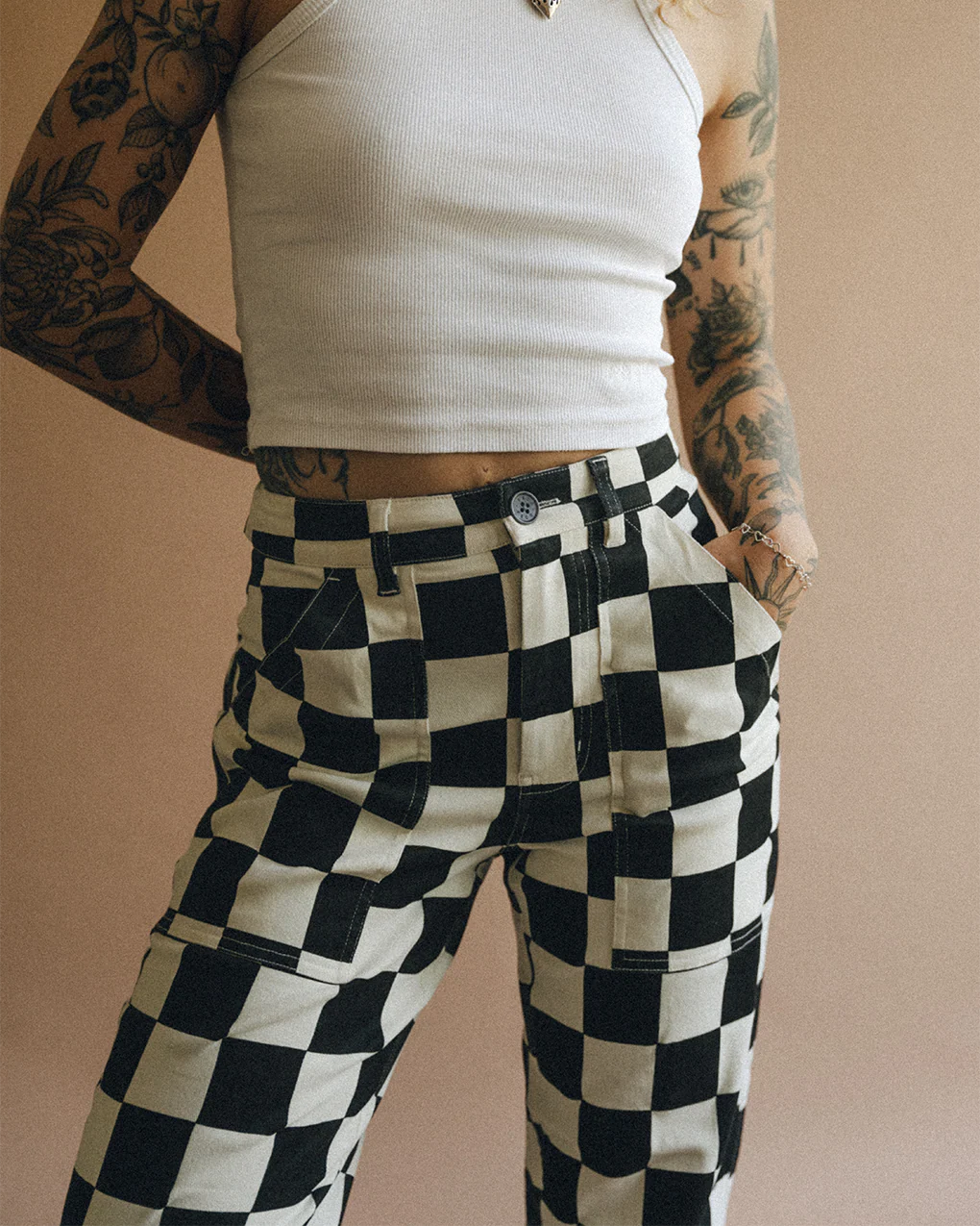 Service Fatigue Pants - Black Checkerboard - Image 7