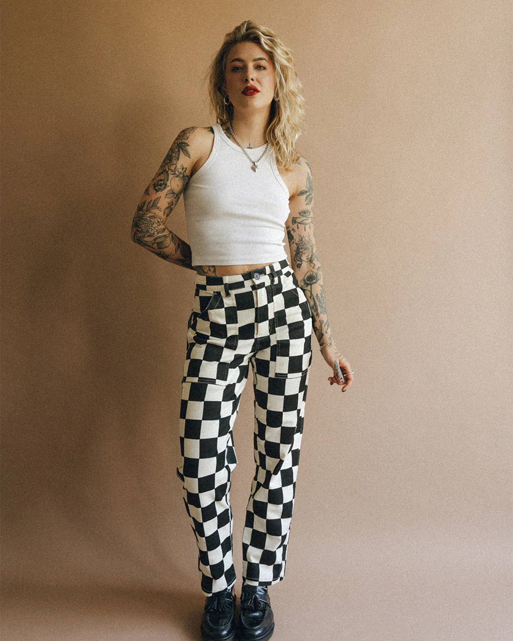 Service Fatigue Pants - Black Checkerboard - Image 8