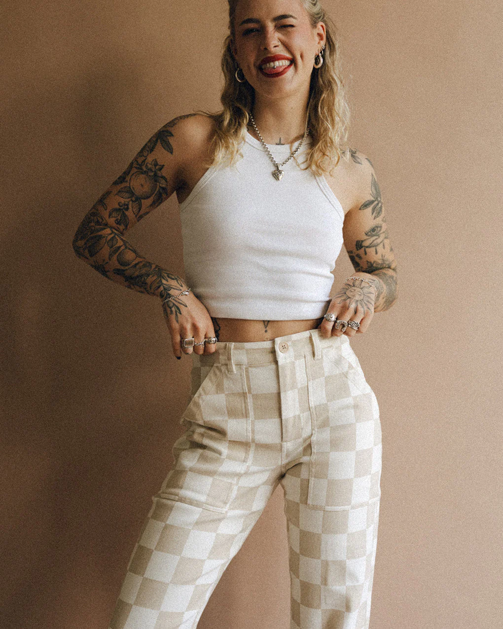 Service Fatigue Pants - Stone Checkerboard - Image 2