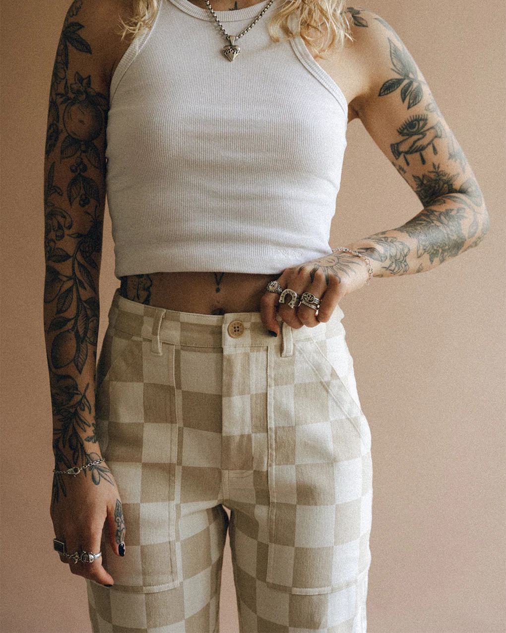Service Fatigue Pants - Stone Checkerboard - Image 7