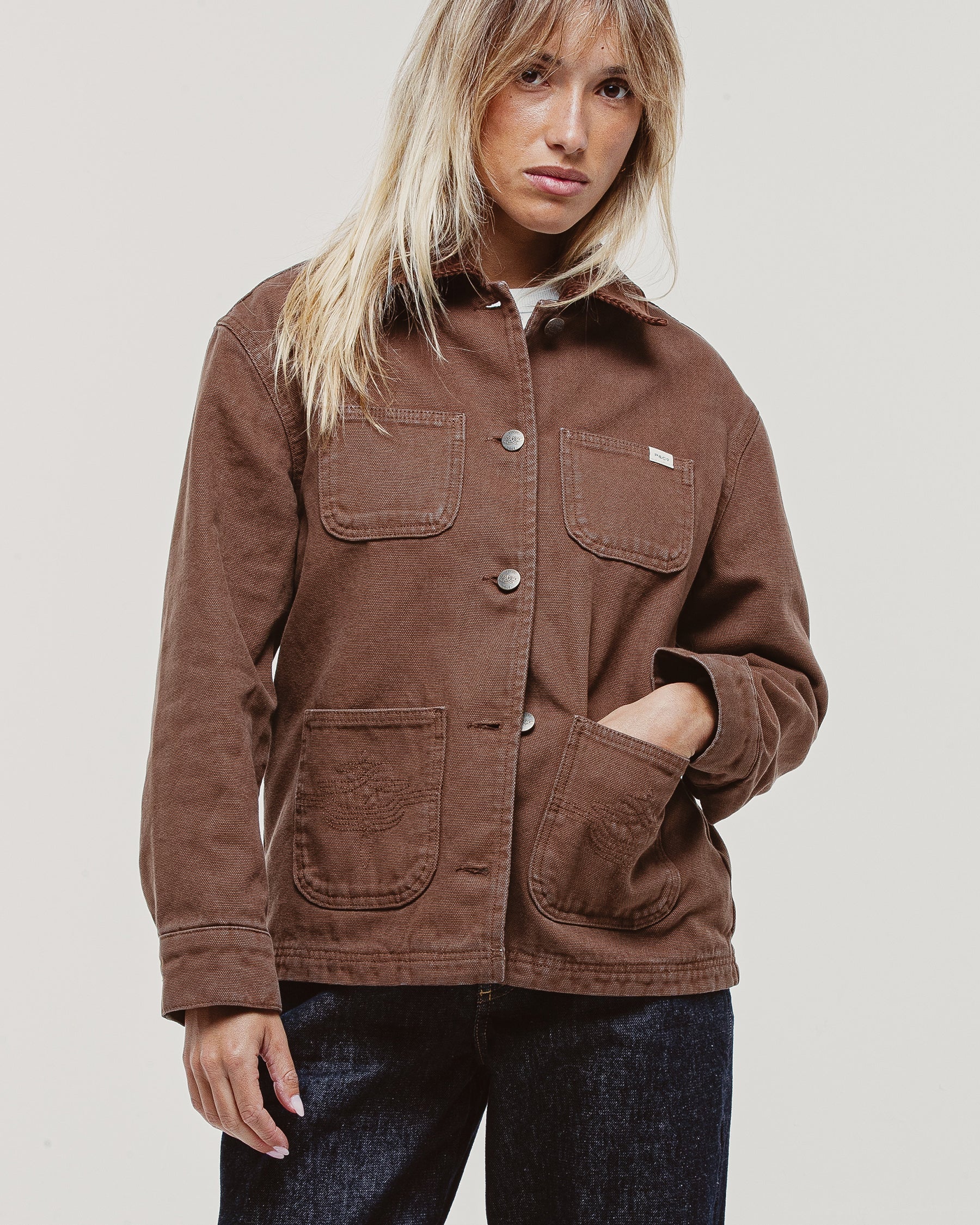 Amélie Canvas Barn Jacket - Washed Brown - Image 11