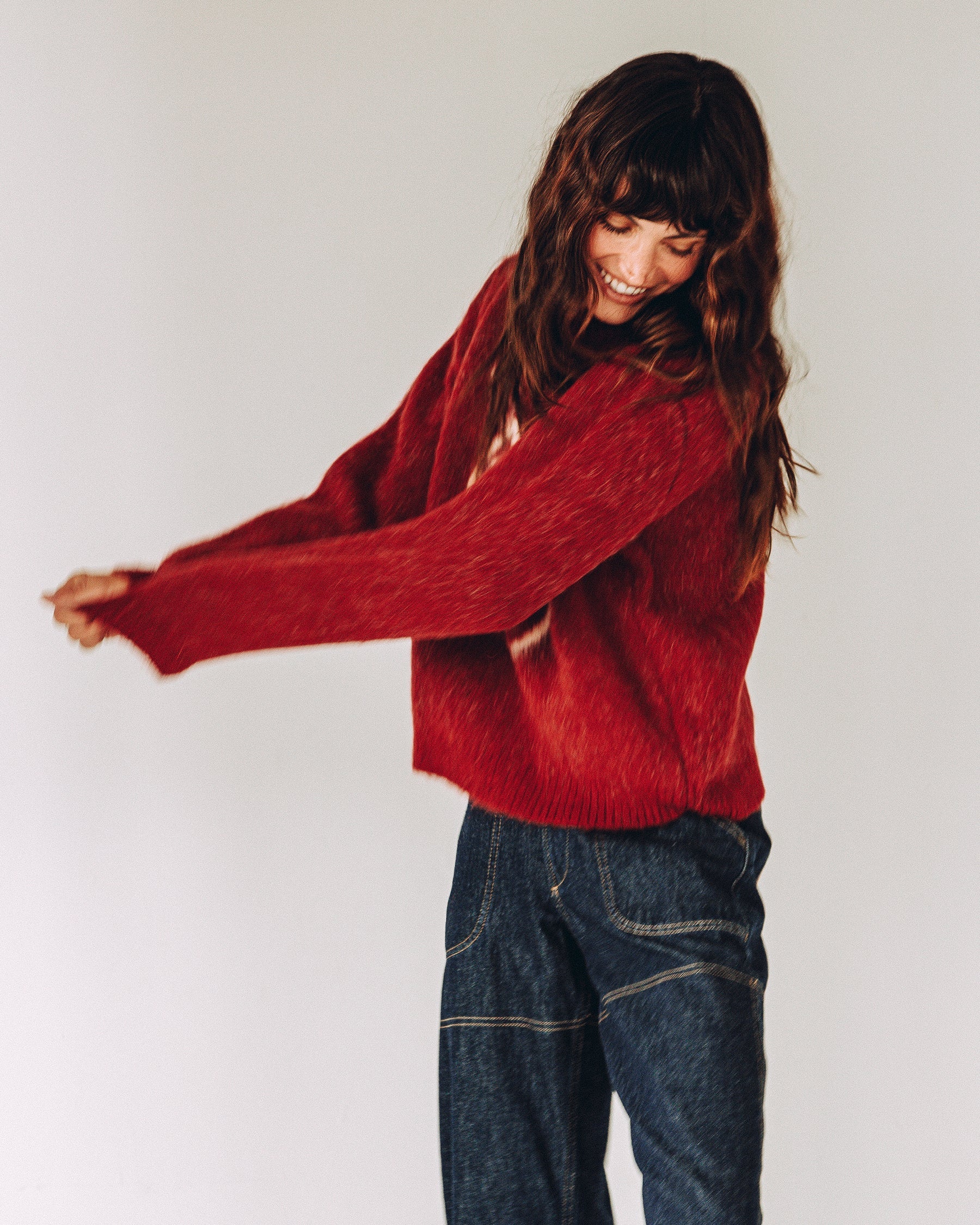Bad Seed Brushed Knitted Jumper - Cherry Red - Image 10