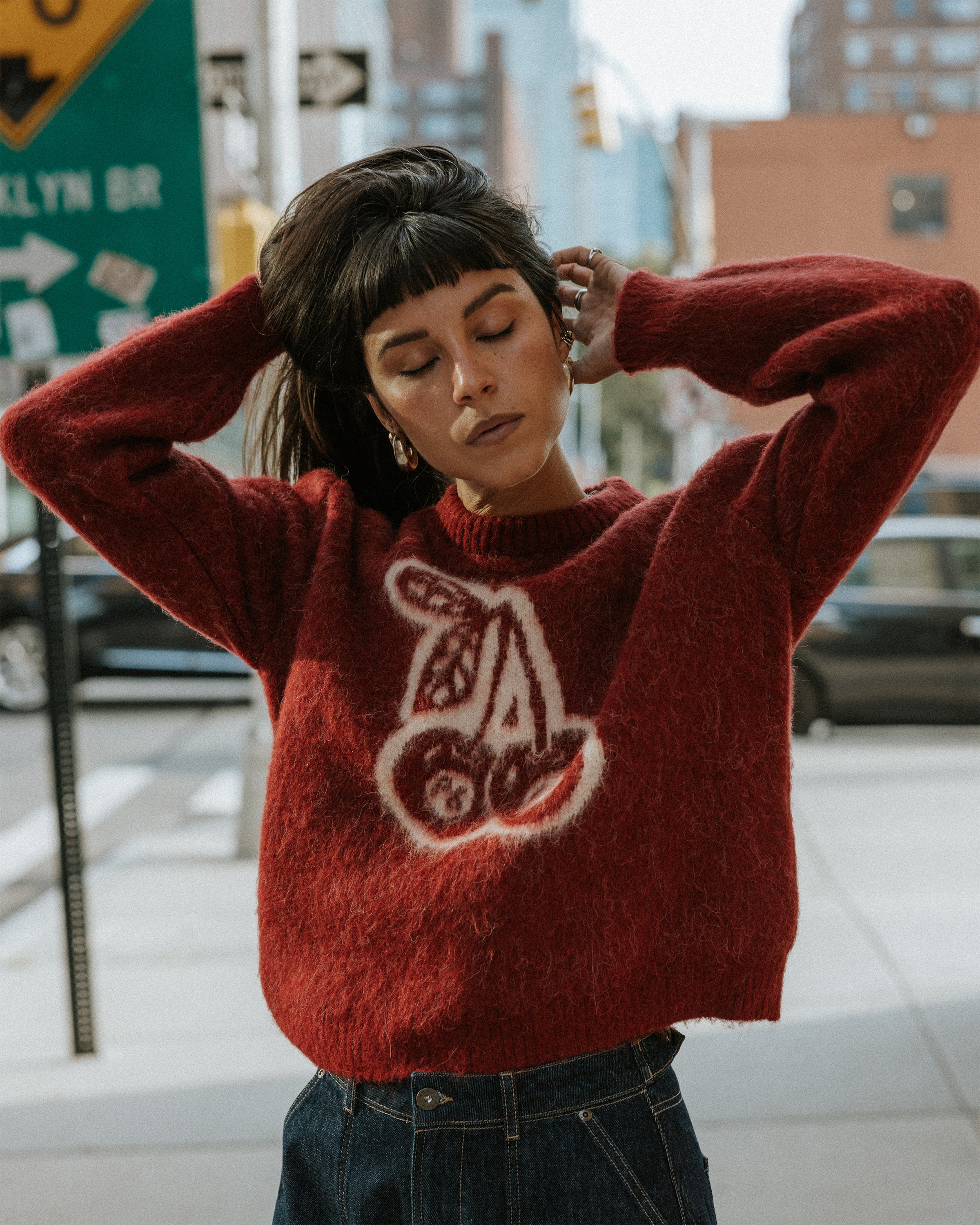 Bad Seed Brushed Knitted Jumper - Cherry Red - Image 11