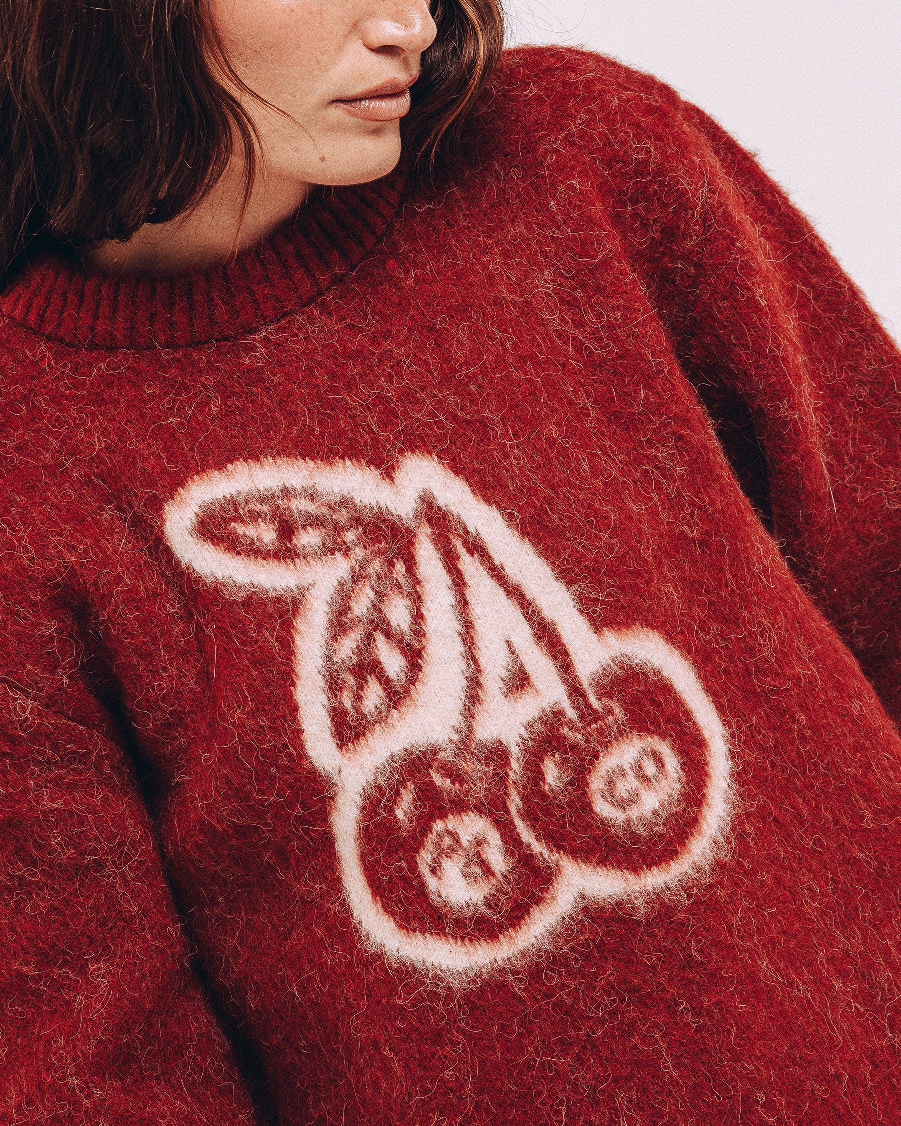 Bad Seed Brushed Knitted Jumper - Cherry Red - Image 5
