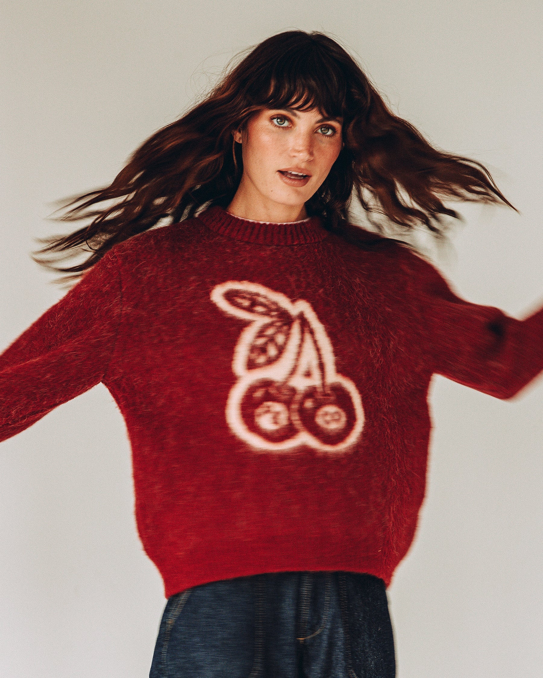 Bad Seed Brushed Knitted Jumper - Cherry Red - Image 6