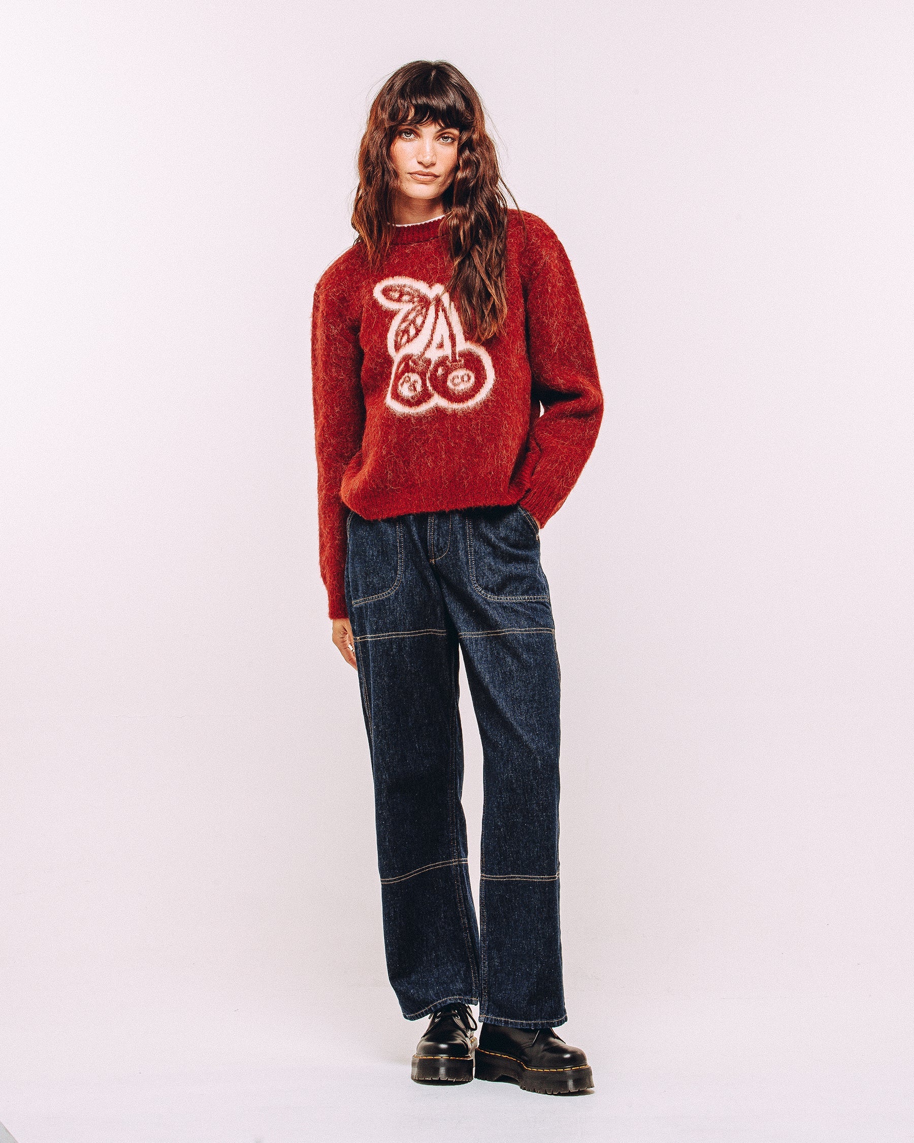 Bad Seed Brushed Knitted Jumper - Cherry Red - Image 7