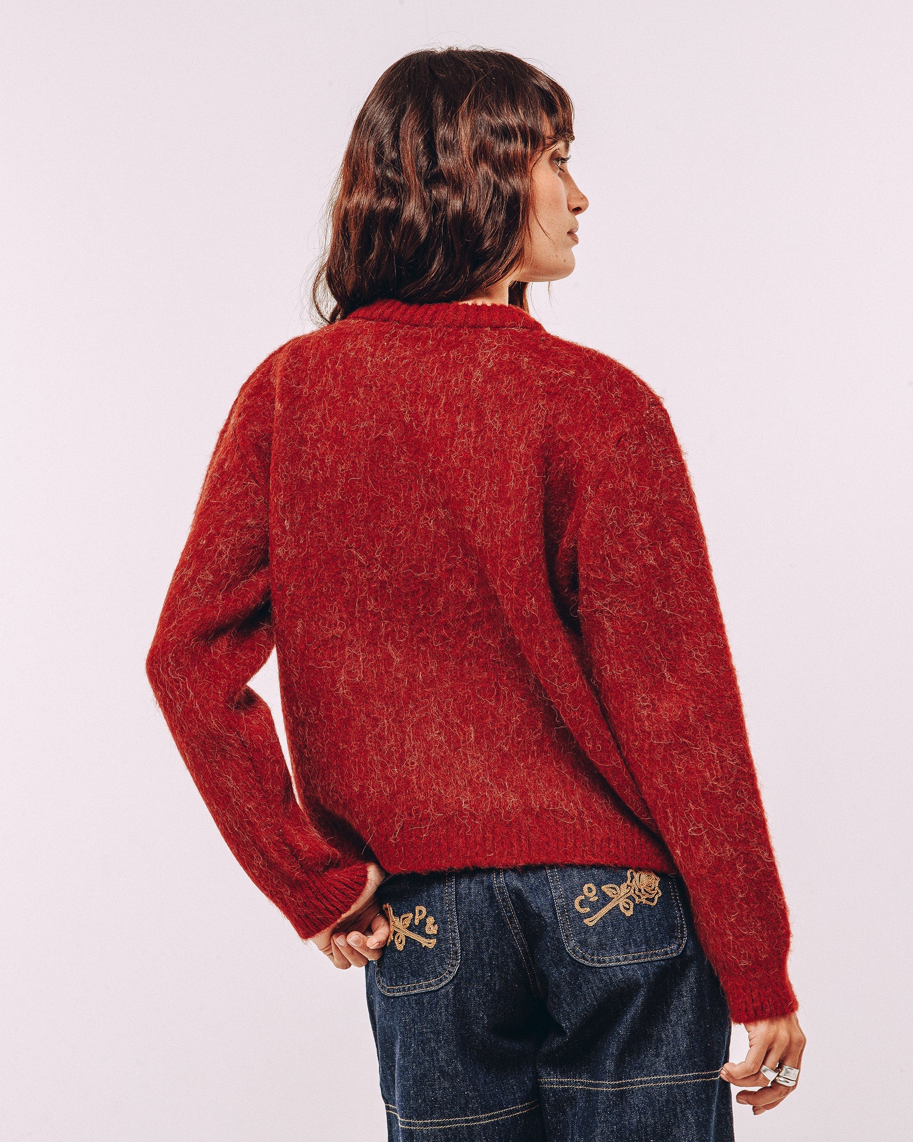 Bad Seed Brushed Knitted Jumper - Cherry Red - Image 8