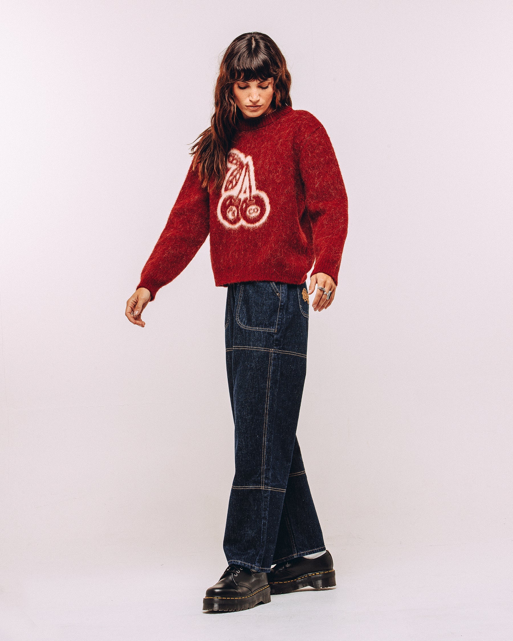 Bad Seed Brushed Knitted Jumper - Cherry Red - Image 9