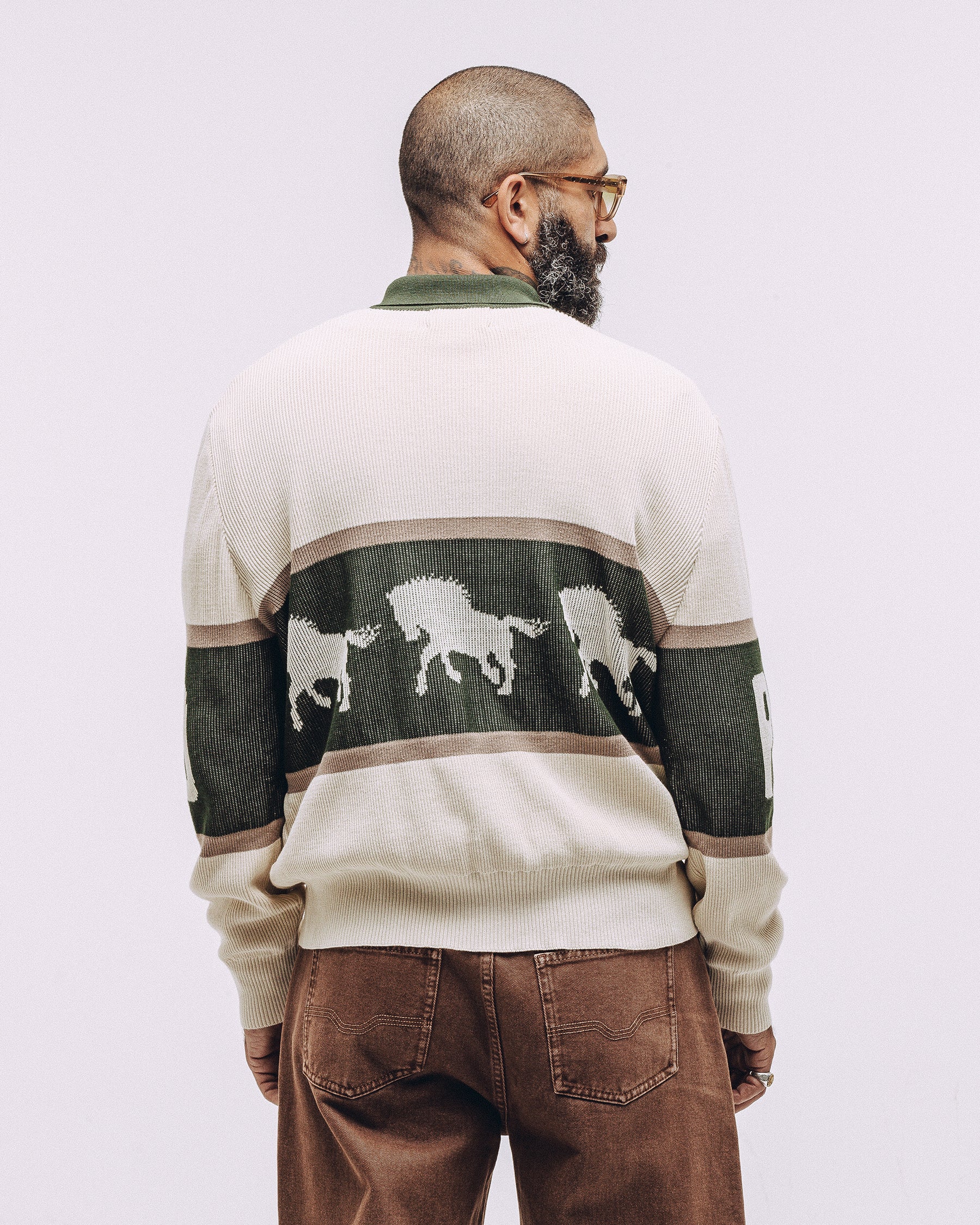 Bronco Knitted Polo Shirt - Ecru - Image 5