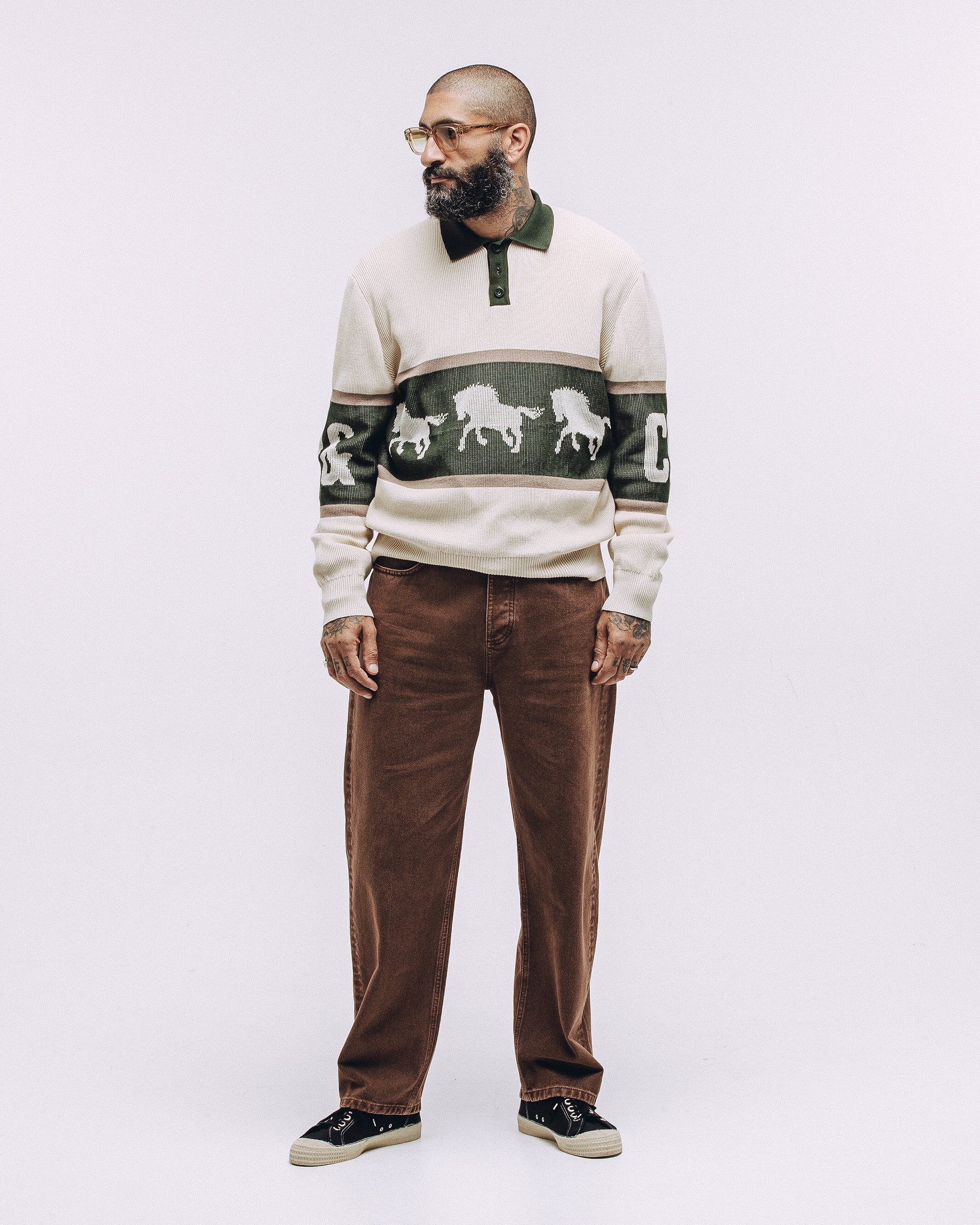 Bronco Knitted Polo Shirt - Ecru - Image 7