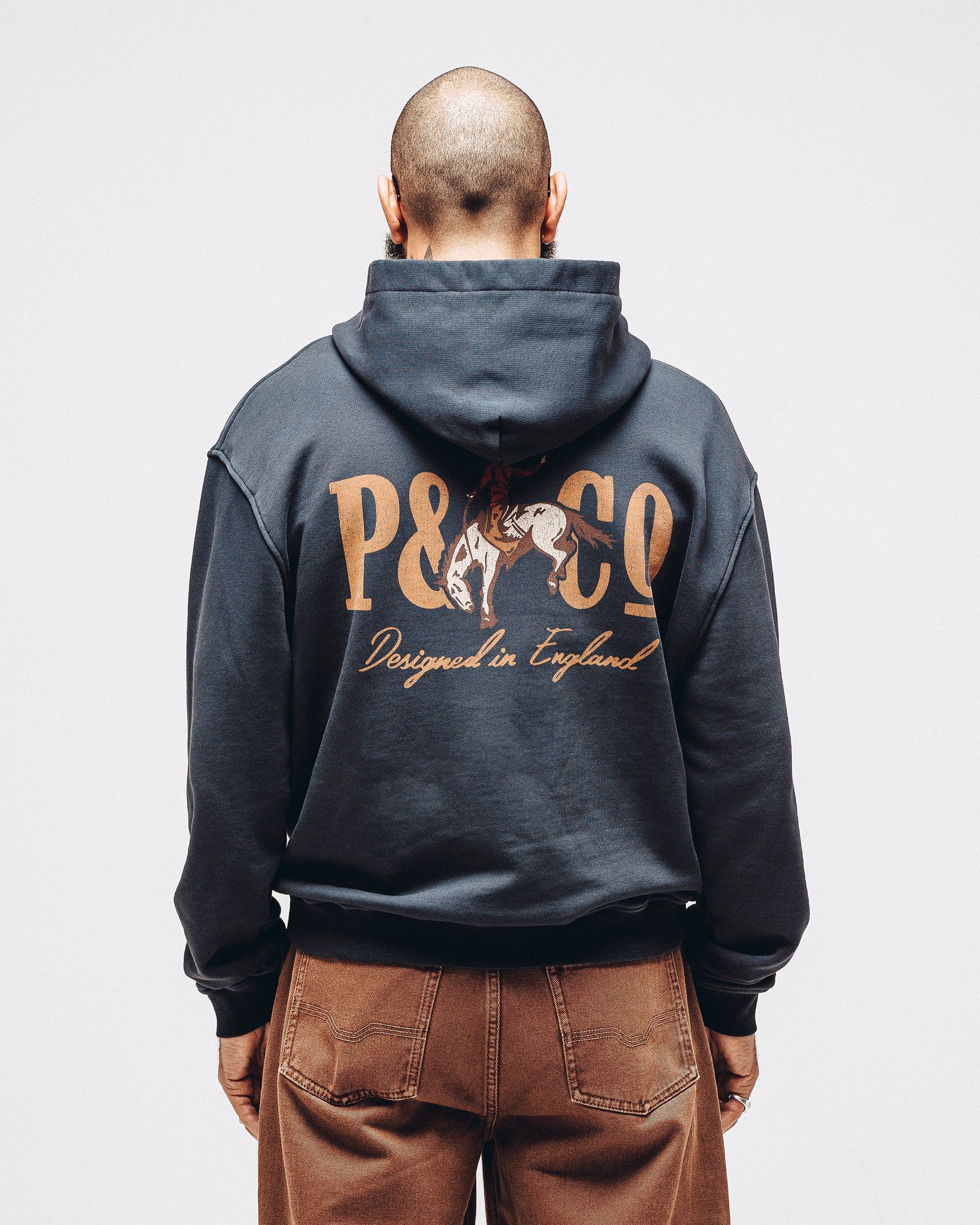 Bucking Bronco Hoodie - Washed Black - Image 3