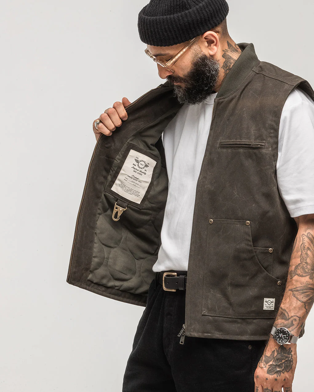Canyon Waxed Vest - Olive - Image 3