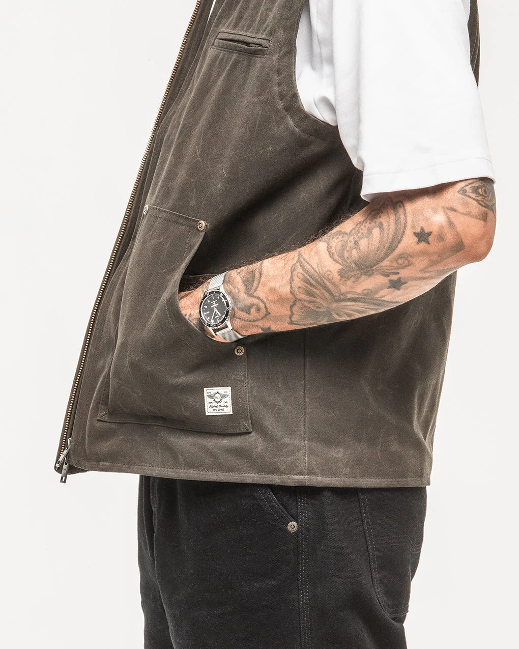 Canyon Waxed Vest - Olive - Image 8