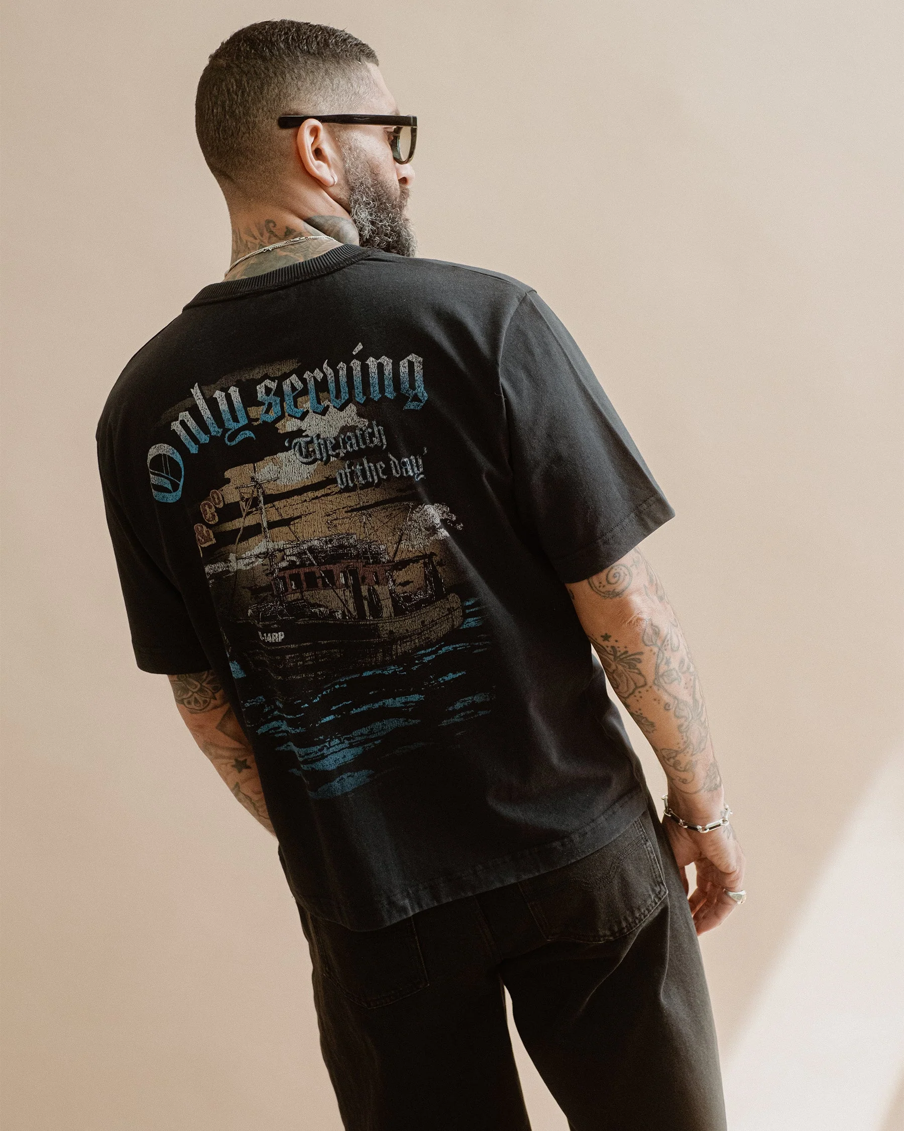 Catch Of The Day Boxy T-Shirt - Heavy Washed Black - Image 3