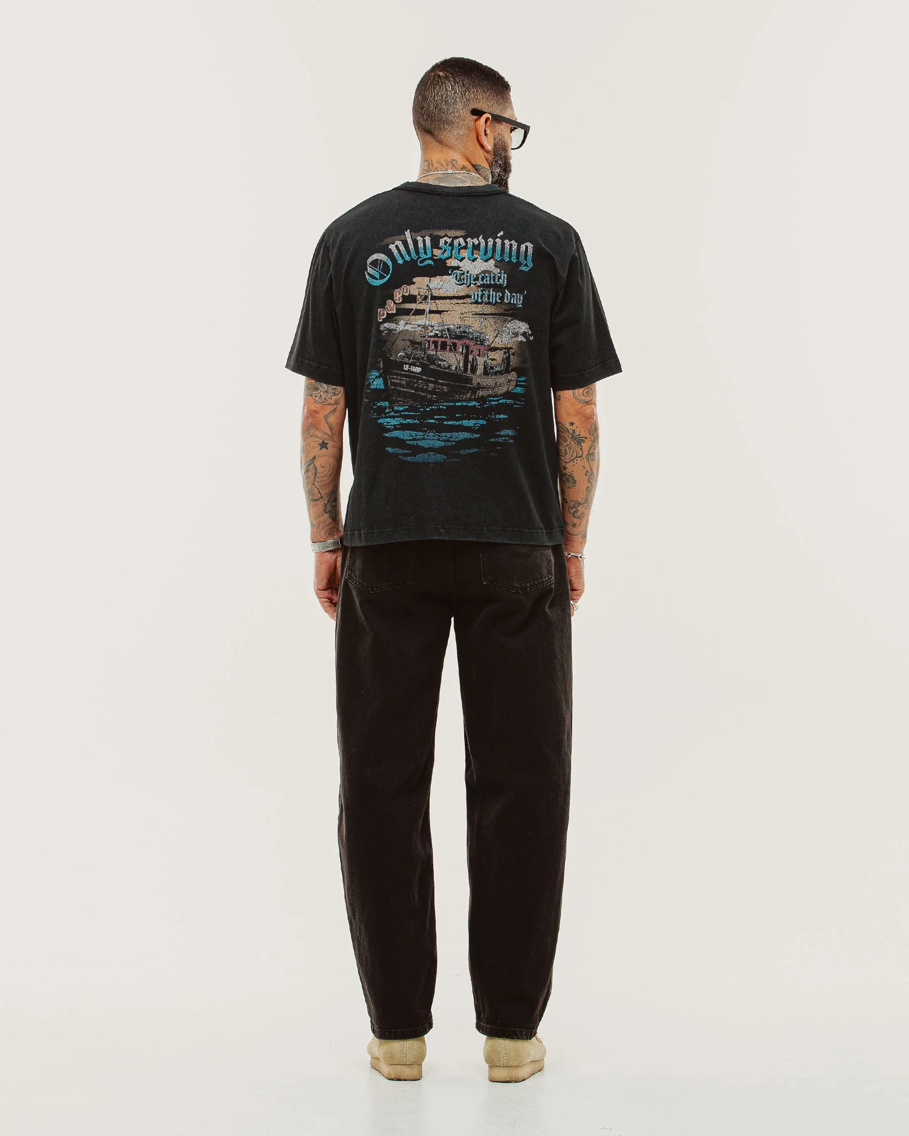 Catch Of The Day Boxy T-Shirt - Heavy Washed Black - Image 5