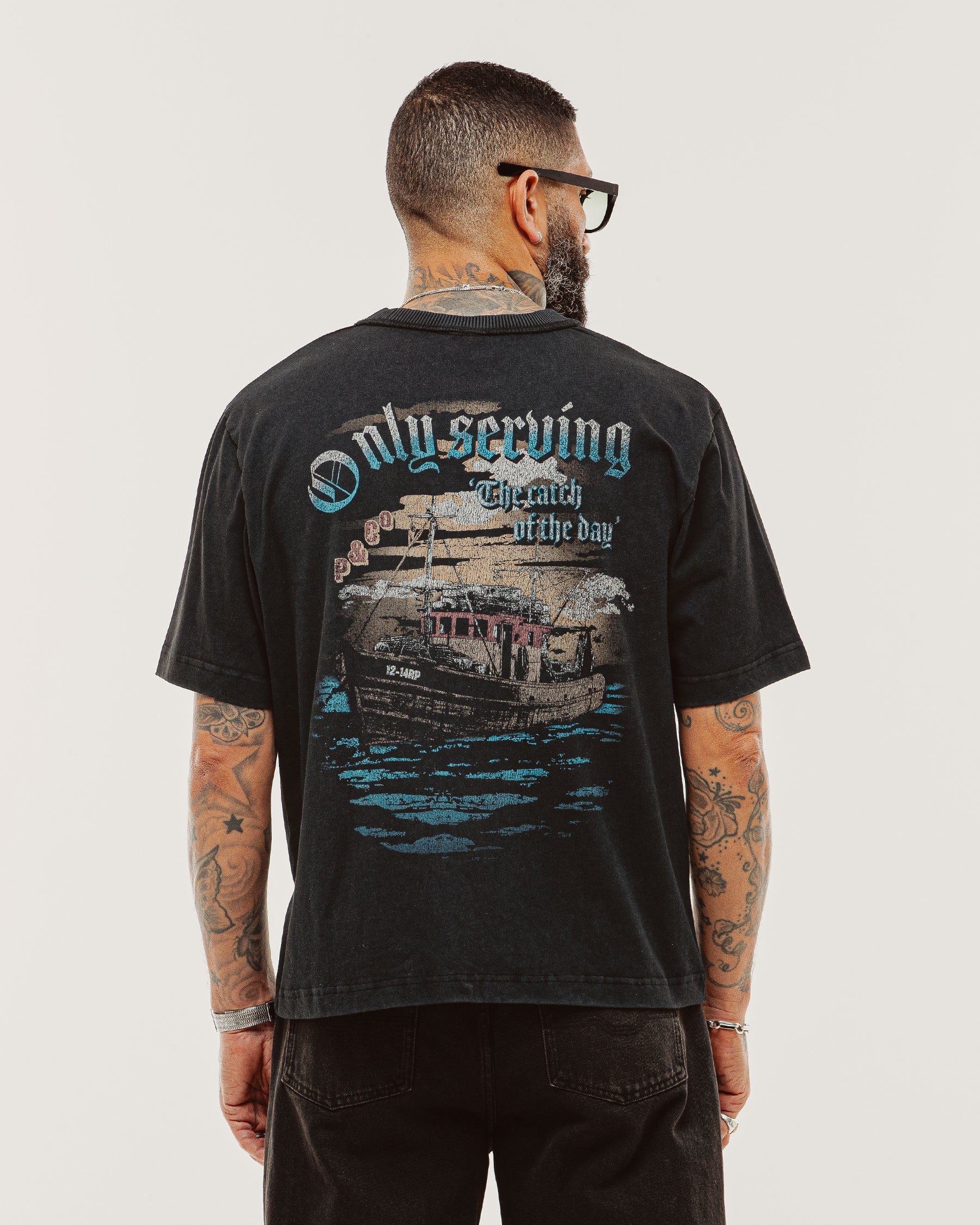 Catch Of The Day Boxy T-Shirt - Heavy Washed Black - Image 7