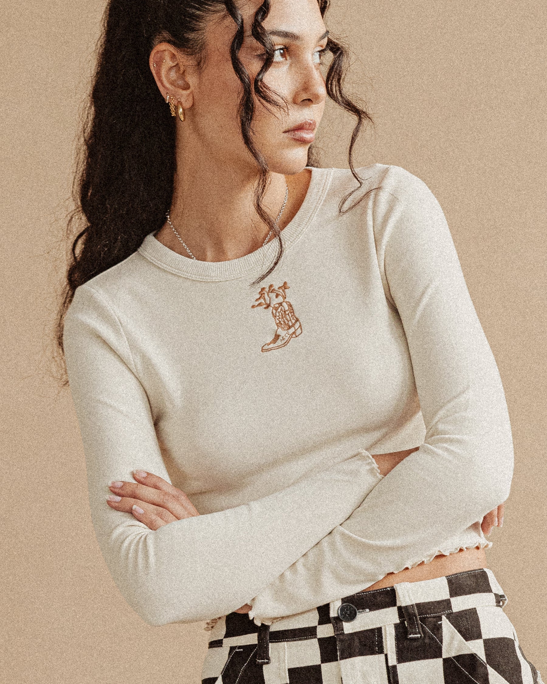 Cowboy Longsleeve Baby T-Shirt - Off White - Image 10