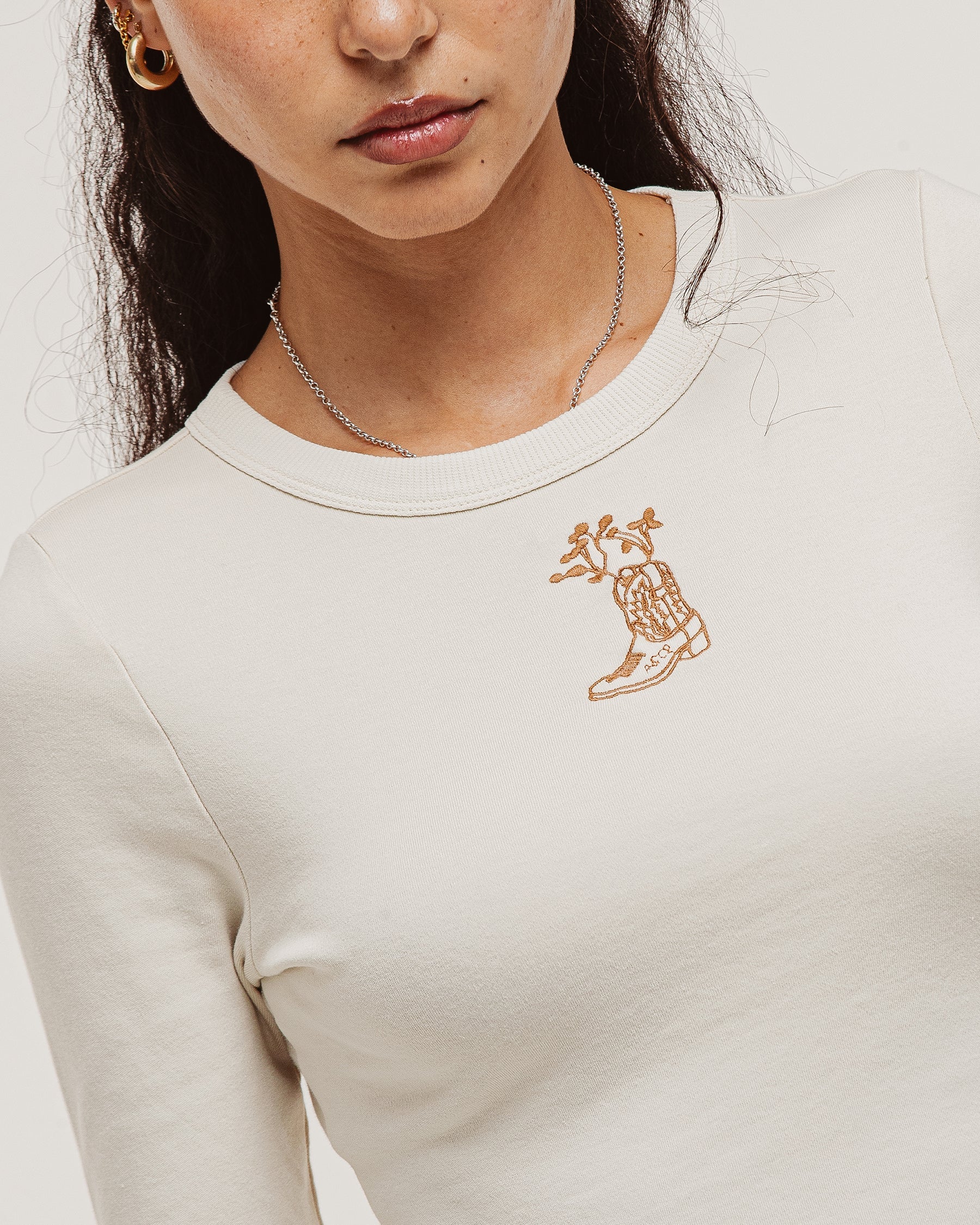 Cowboy Longsleeve Baby T-Shirt - Off White - Image 3