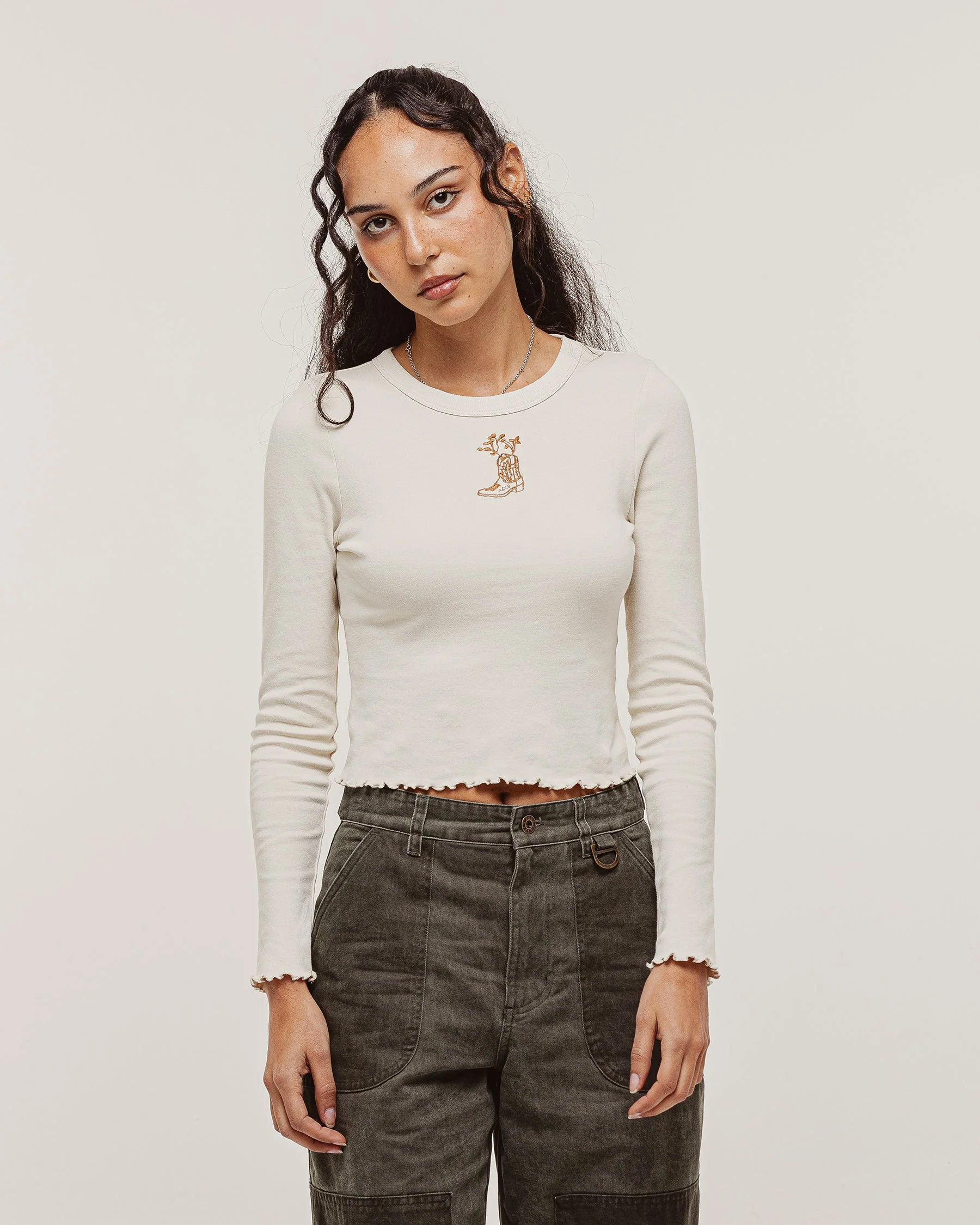Cowboy Longsleeve Baby T-Shirt - Off White - Image 6