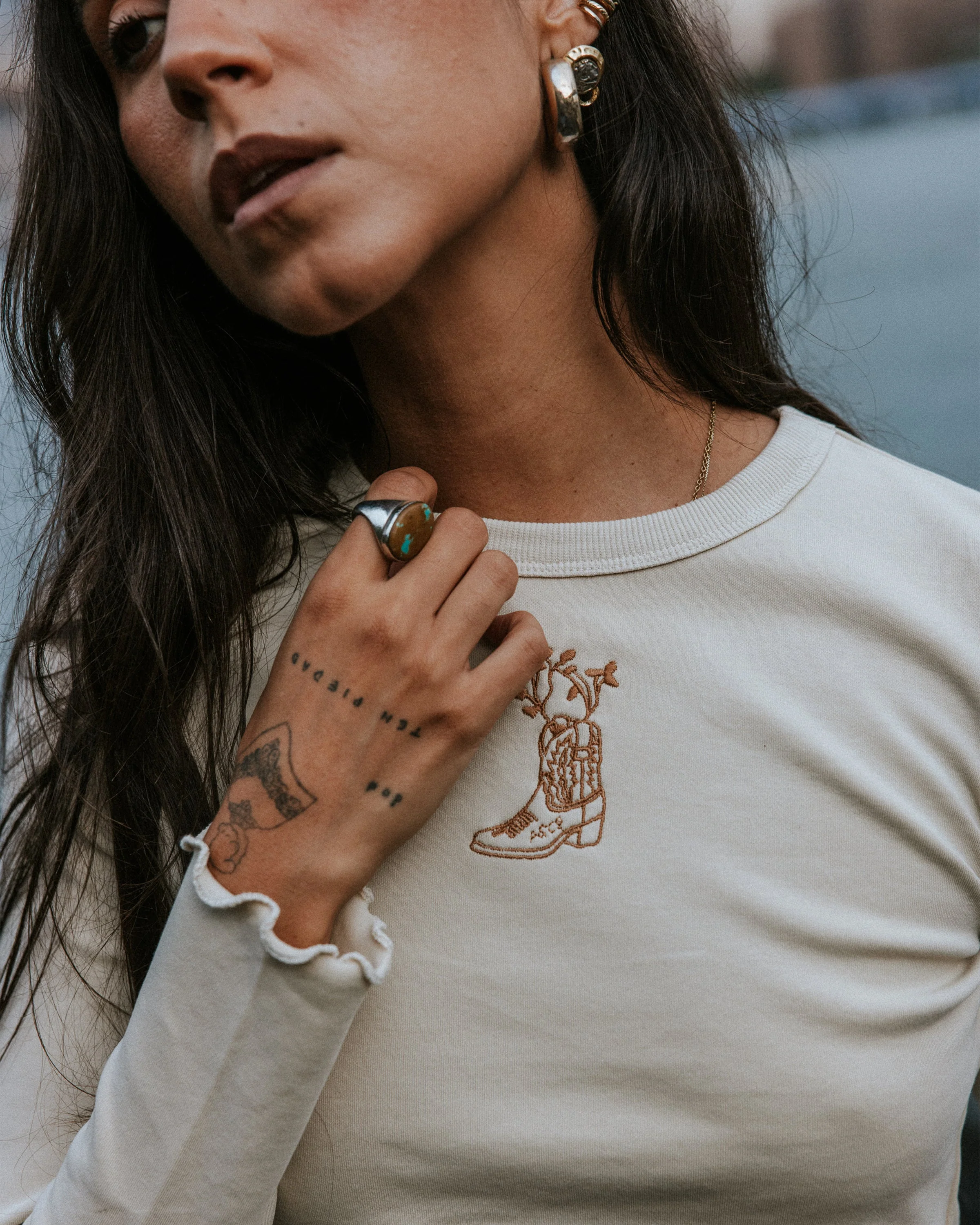 Cowboy Longsleeve Baby T-Shirt - Off White - Image 8