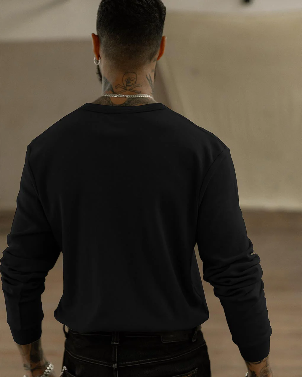 Crafted Heavyweight Henley - Black - Image 5