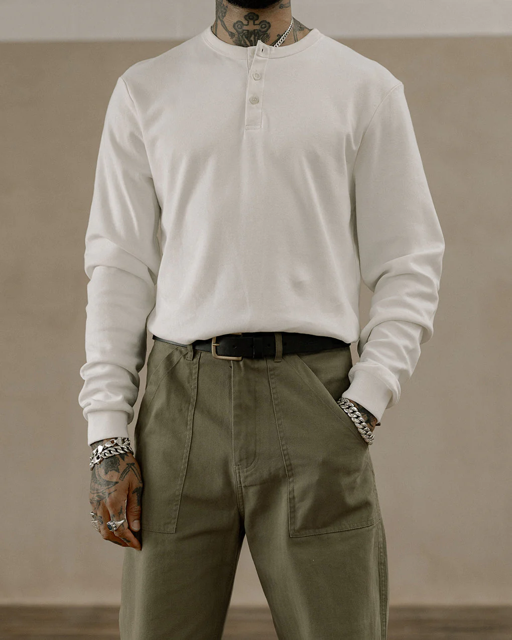 Crafted Heavyweight Henley - Off White - Image 8