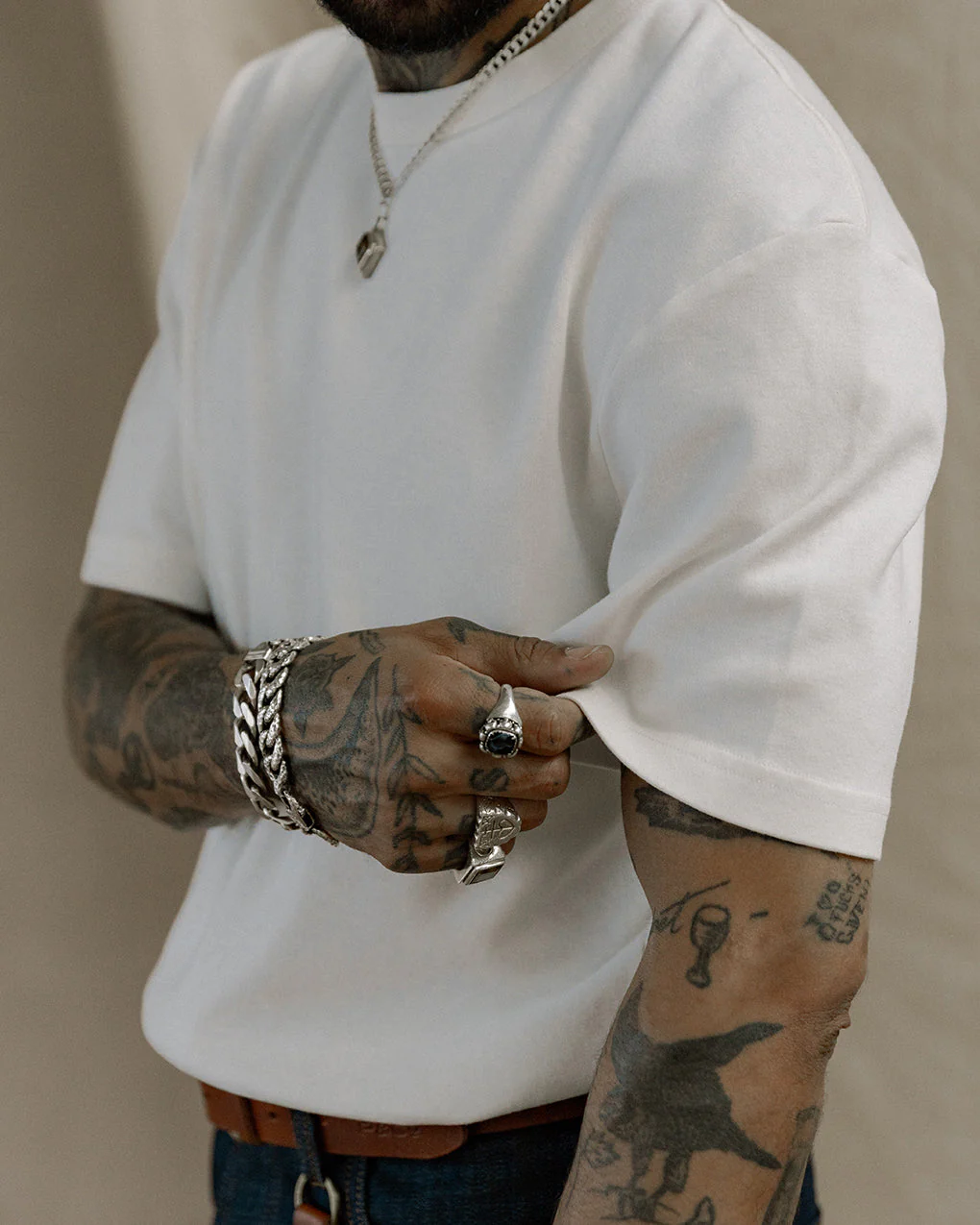 Crafted Heavyweight T-Shirt - Off White - Image 5
