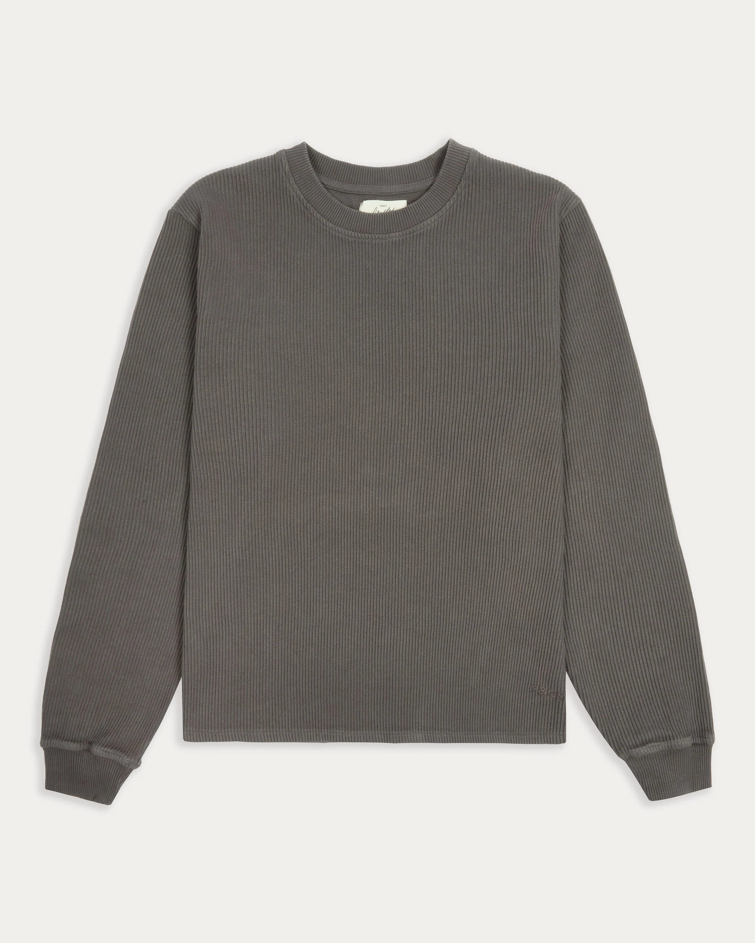 Crafted Ribbed Longsleeve - Charcoal - Image 6