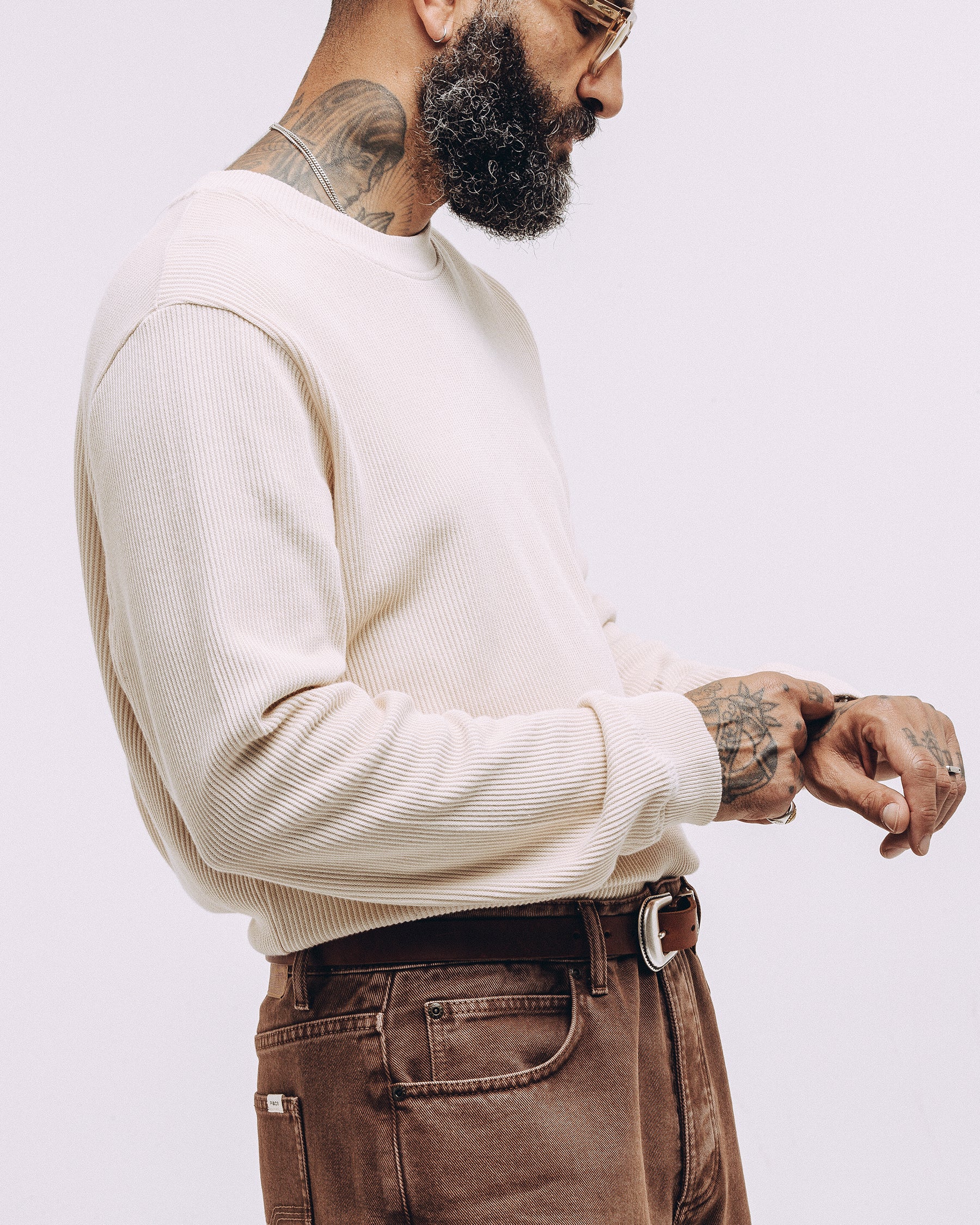 Crafted Ribbed Longsleeve - Ecru - Image 3