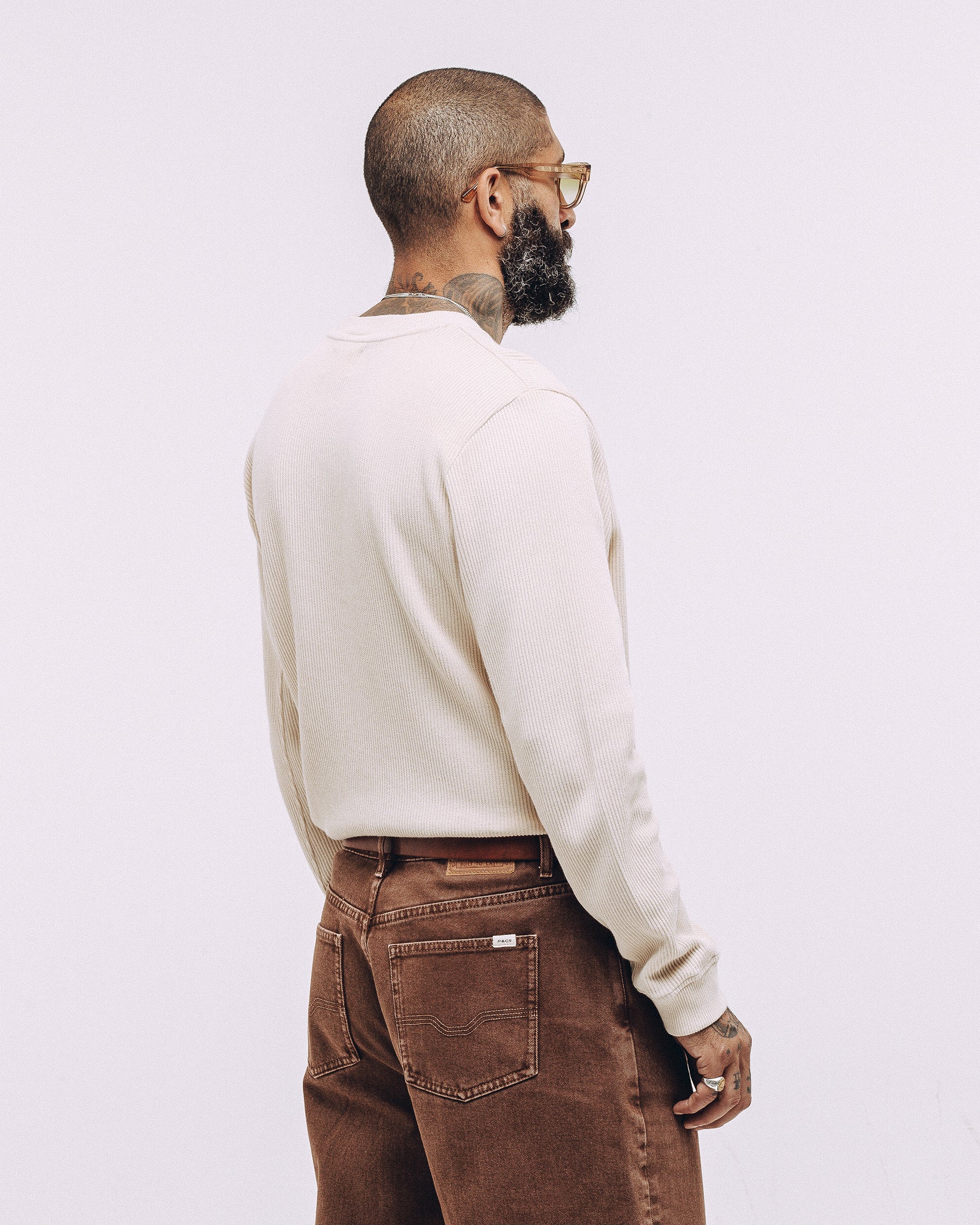 Crafted Ribbed Longsleeve - Ecru - Image 4