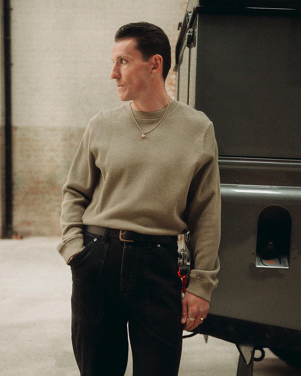 Crafted Ribbed Longsleeve - Olive - Image 3