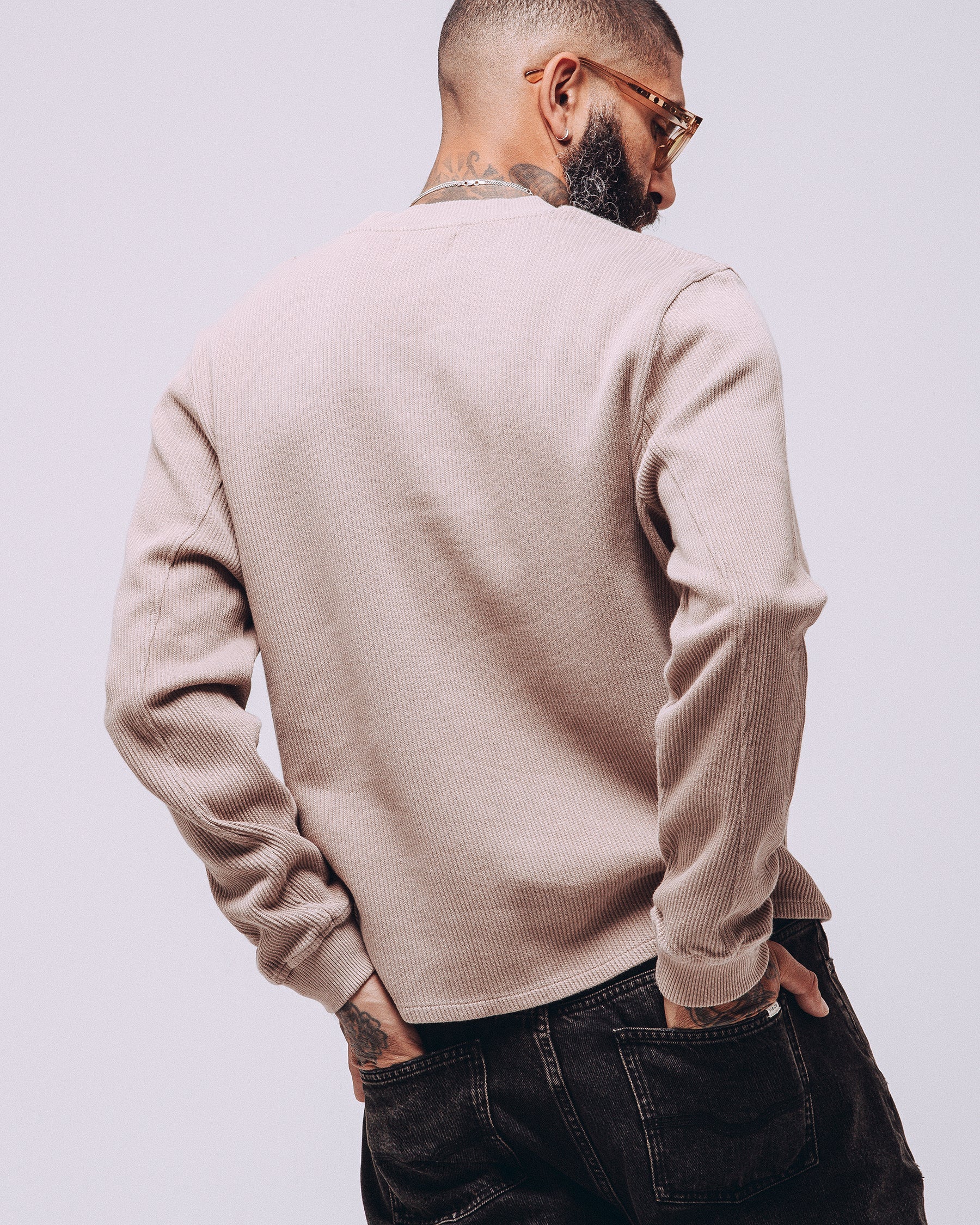 Crafted Ribbed Longsleeve - Tan - Image 4