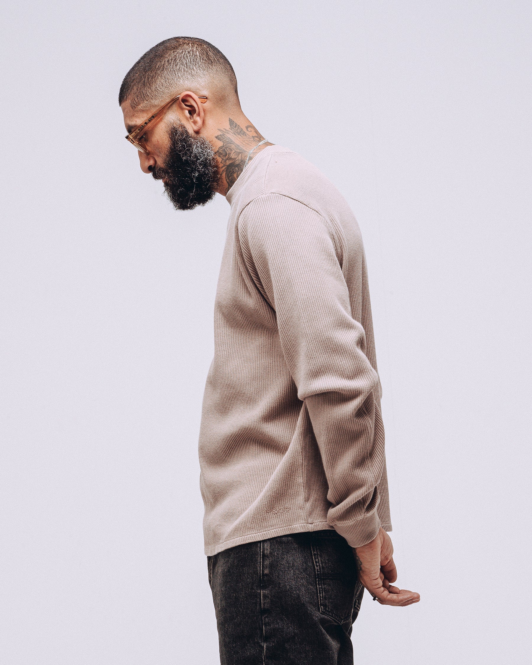 Crafted Ribbed Longsleeve - Tan - Image 5