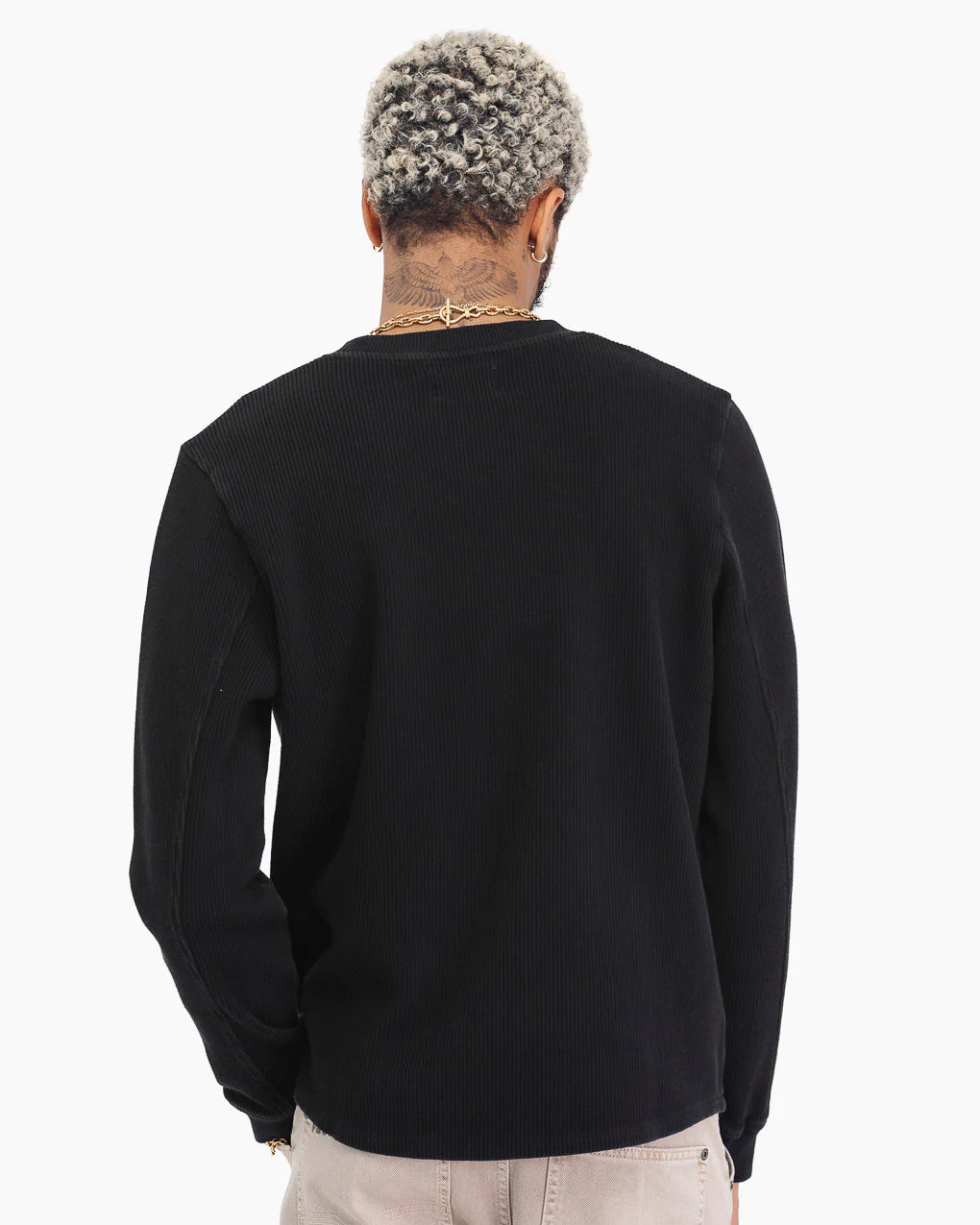 Crafted Ribbed Longsleeve - Washed Black - Image 3