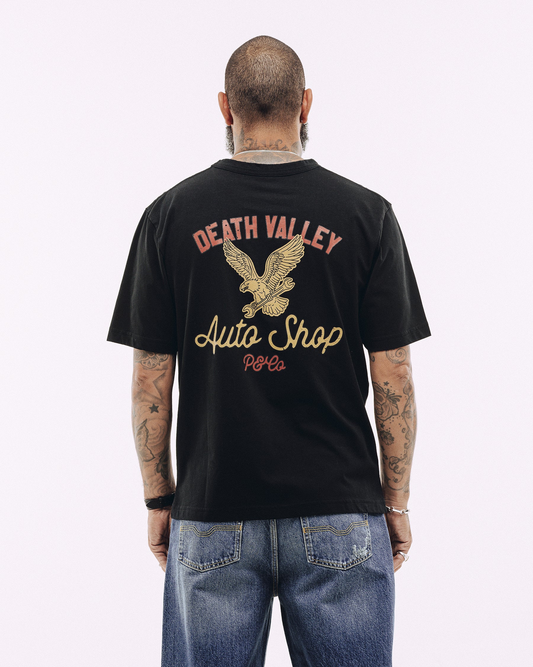 Death Valley Auto Shop T-Shirt - Washed Black - Image 3