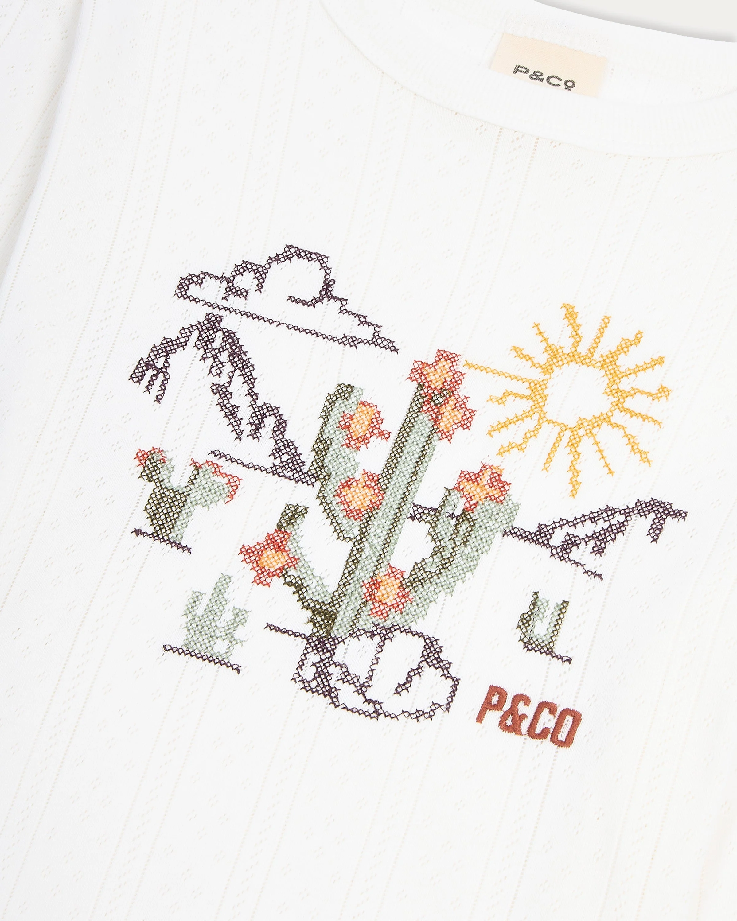 Desert Flora Embroidered Longsleeve - White - Image 5