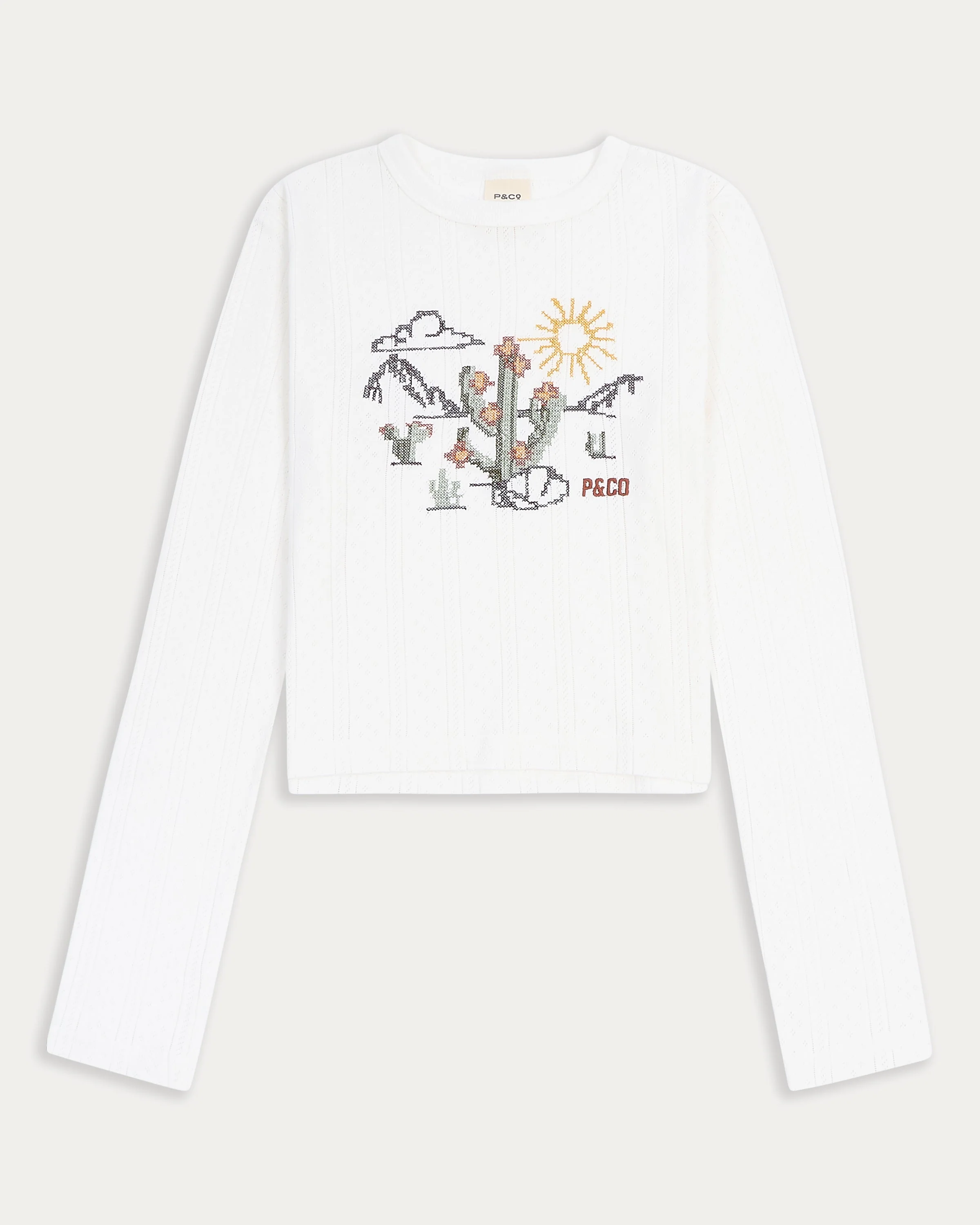 Desert Flora Embroidered Longsleeve - White - Image 9