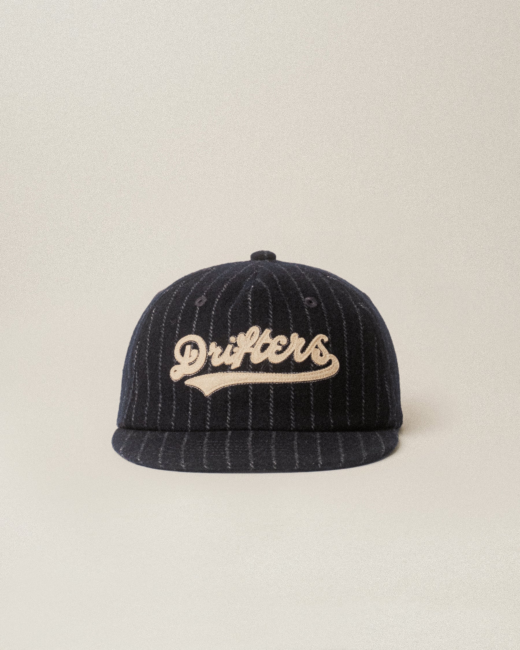 Drifters Wool 5 Panel Cap - Navy Pinstripe - Image 3