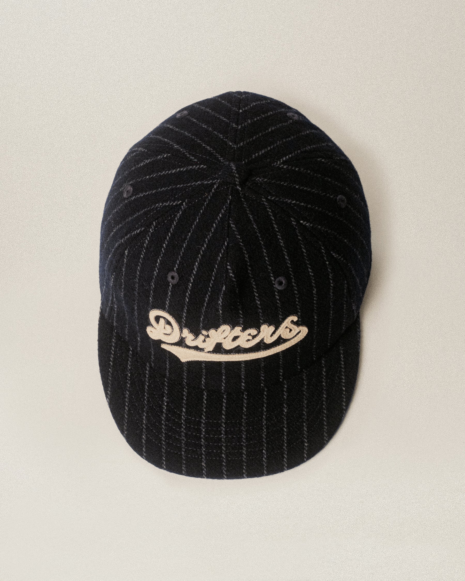 Drifters Wool 5 Panel Cap - Navy Pinstripe - Image 4