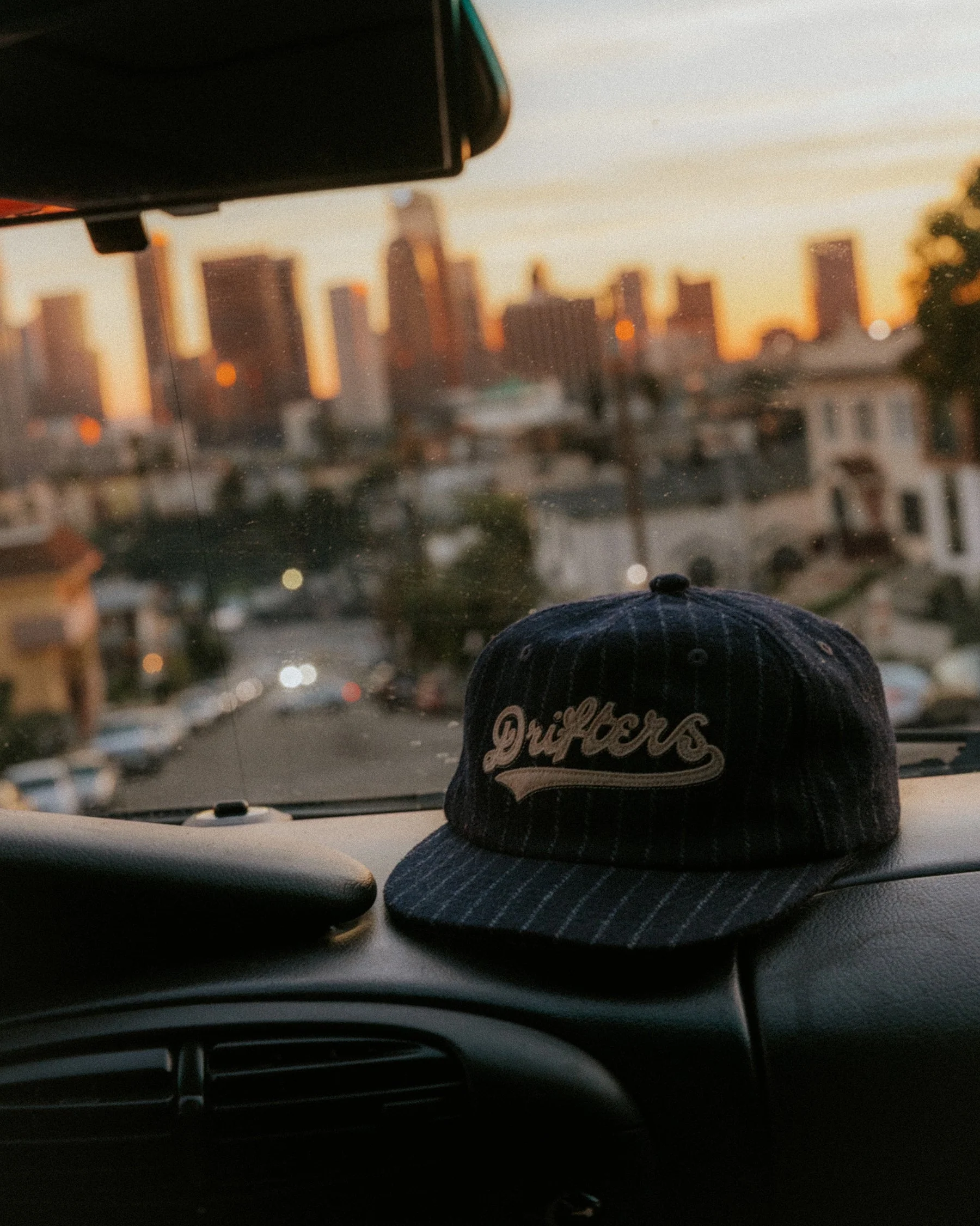 Drifters Wool 5 Panel Cap - Navy Pinstripe - Image 6