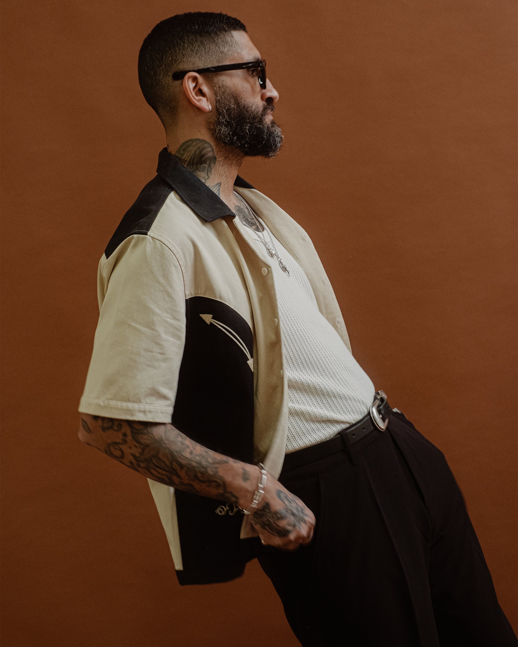 Eddie Bowling Shirt - Ecru & Black - Image 3