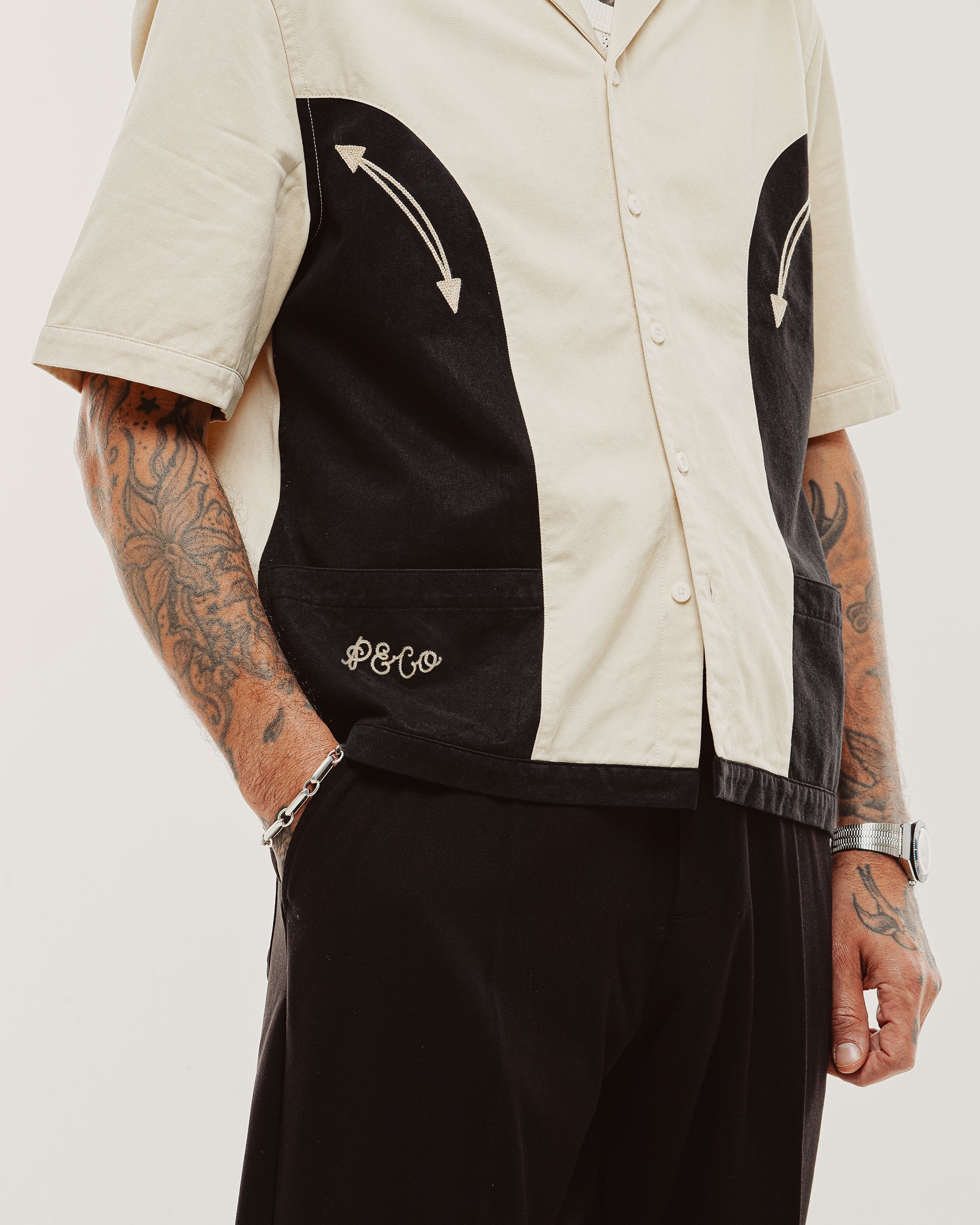 Eddie Bowling Shirt - Ecru & Black - Image 4