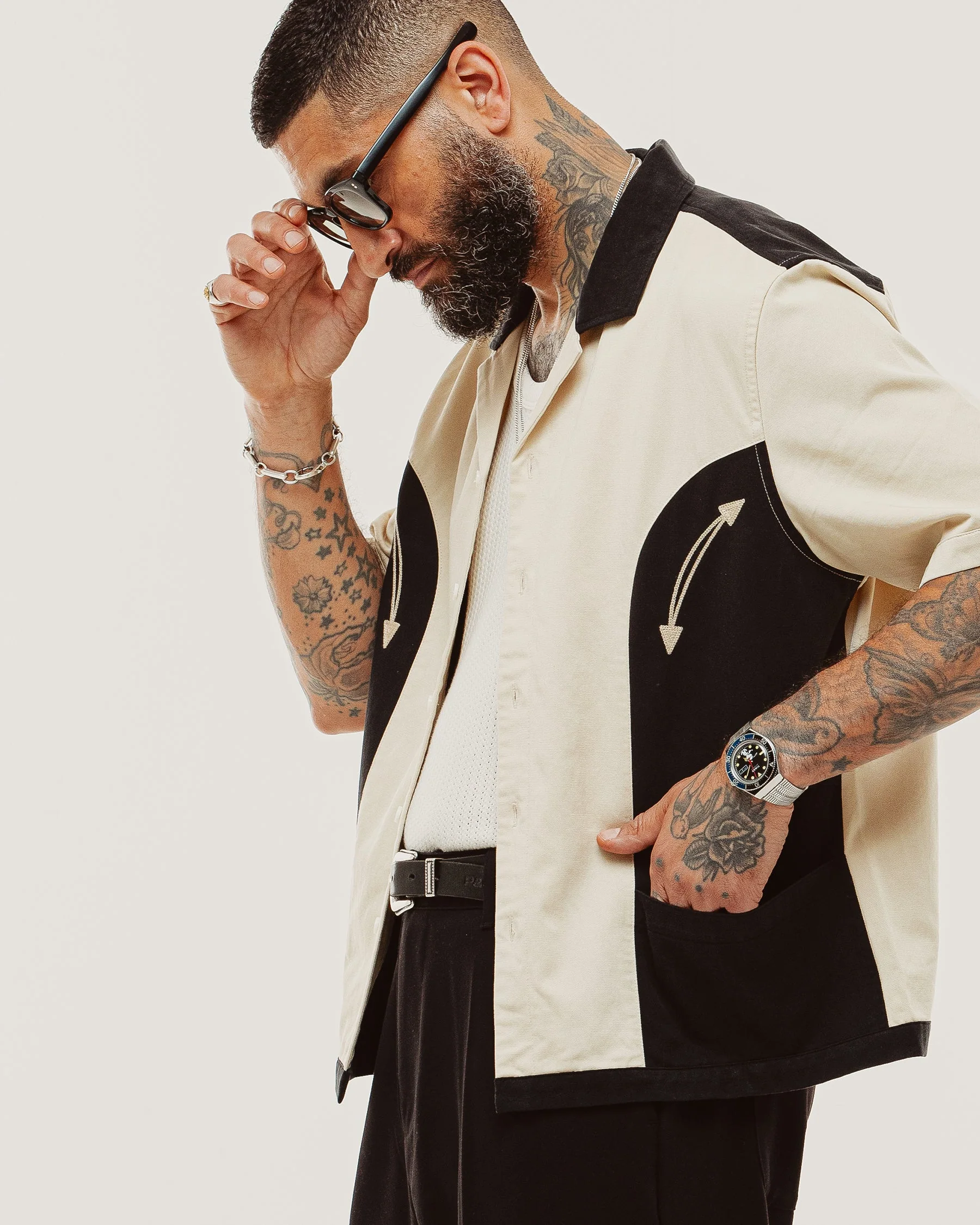 Eddie Bowling Shirt - Ecru & Black - Image 5