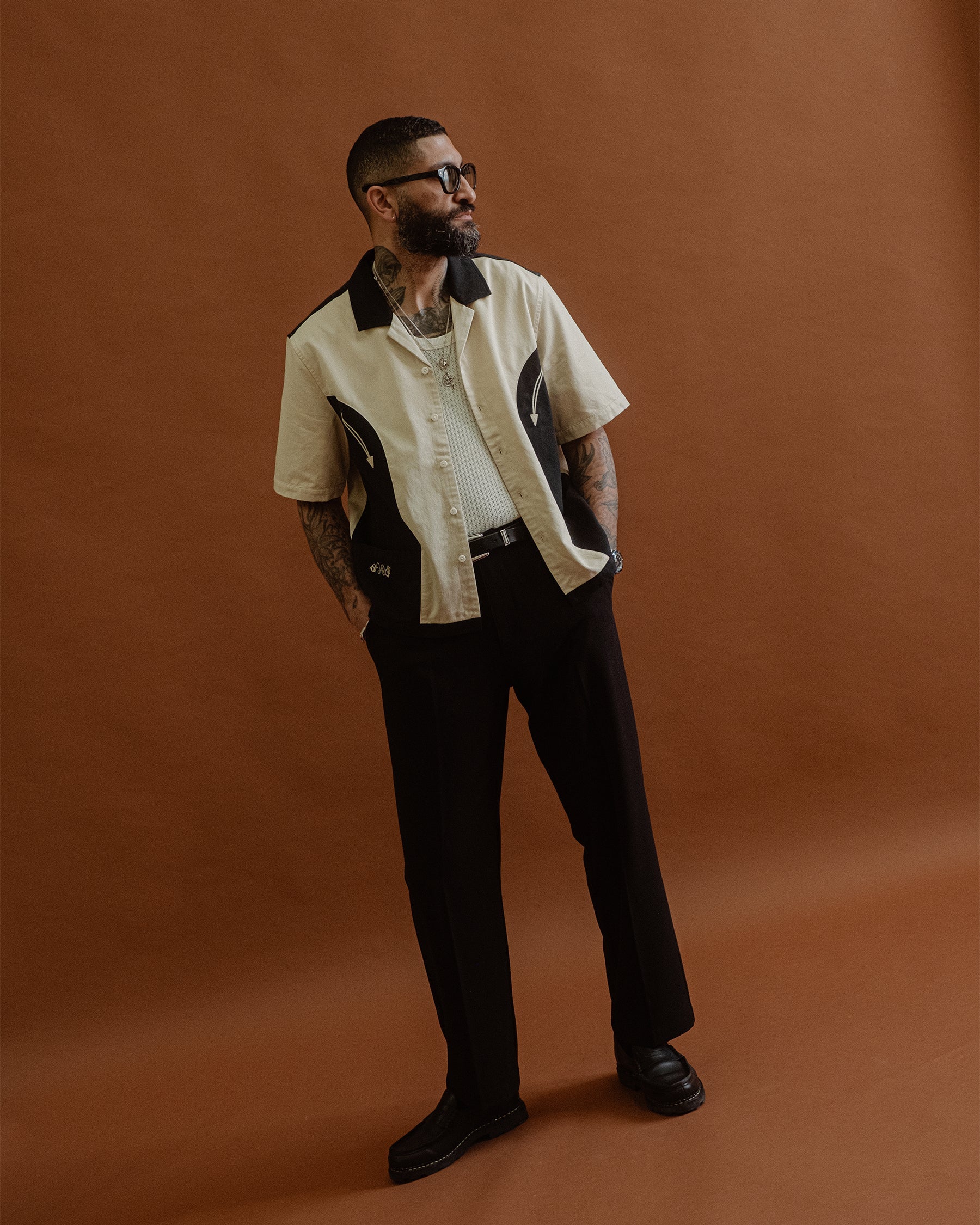 Eddie Bowling Shirt - Ecru & Black - Image 6